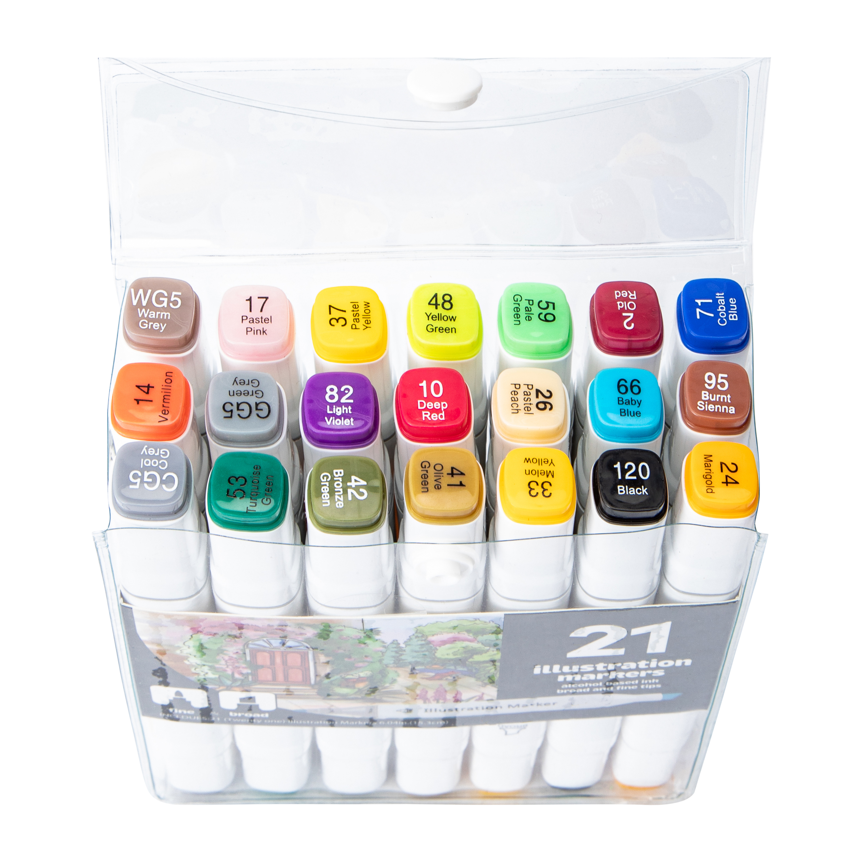 double-sided illustration markers 21-pack
