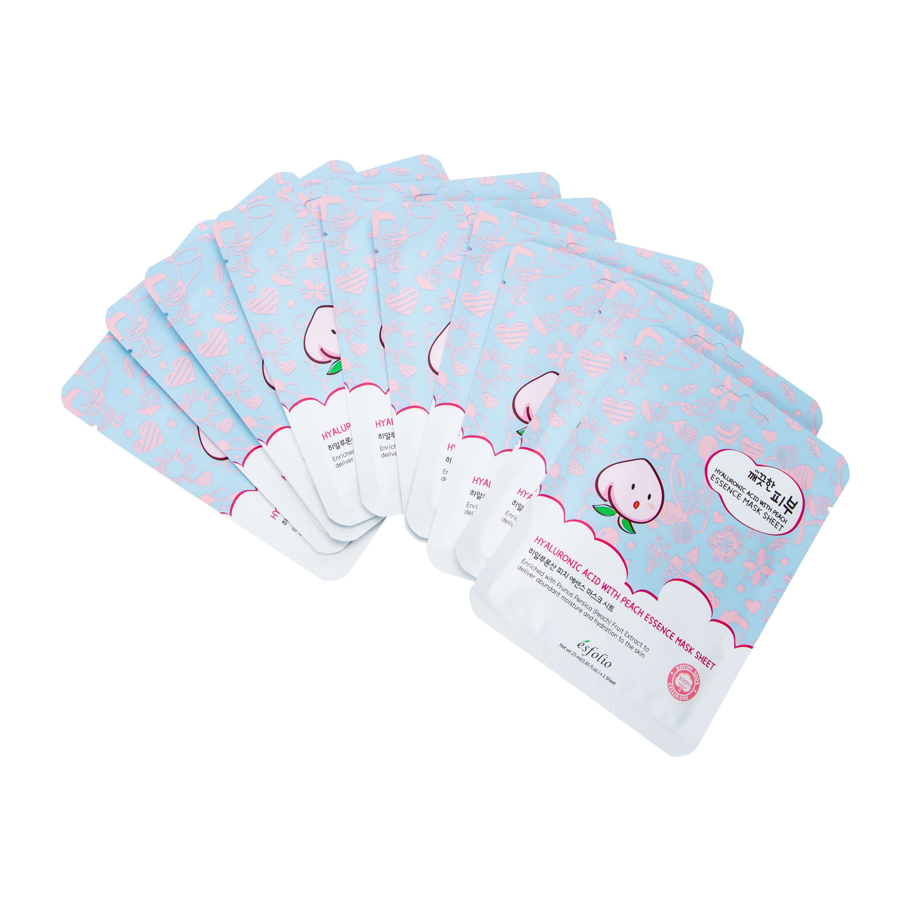 Esfolio Hyaluronic Acid With Peach Essence Mask Sheet 10-Count