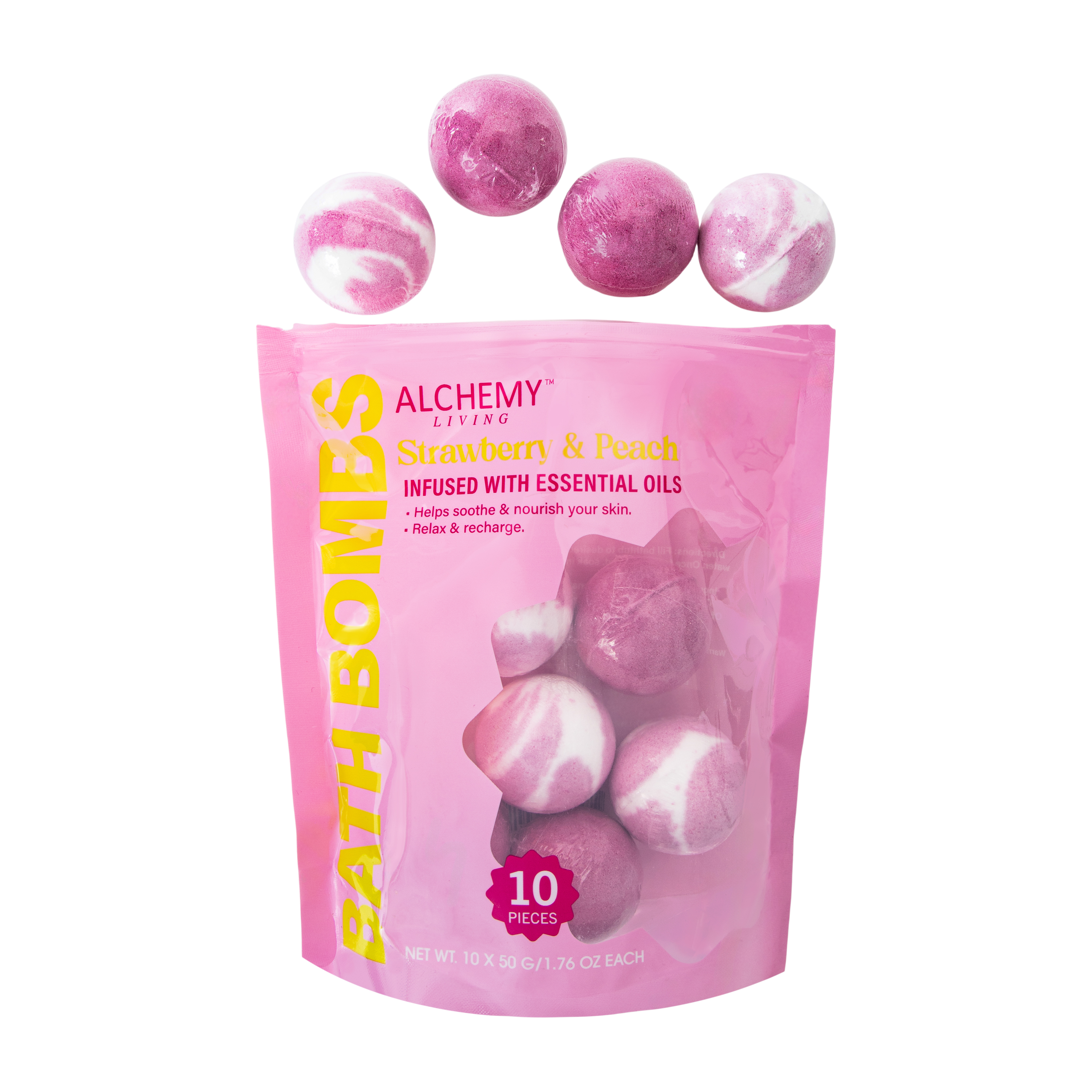 Strawberry & Peach Bath Bombs 10-Pieces 1.76oz