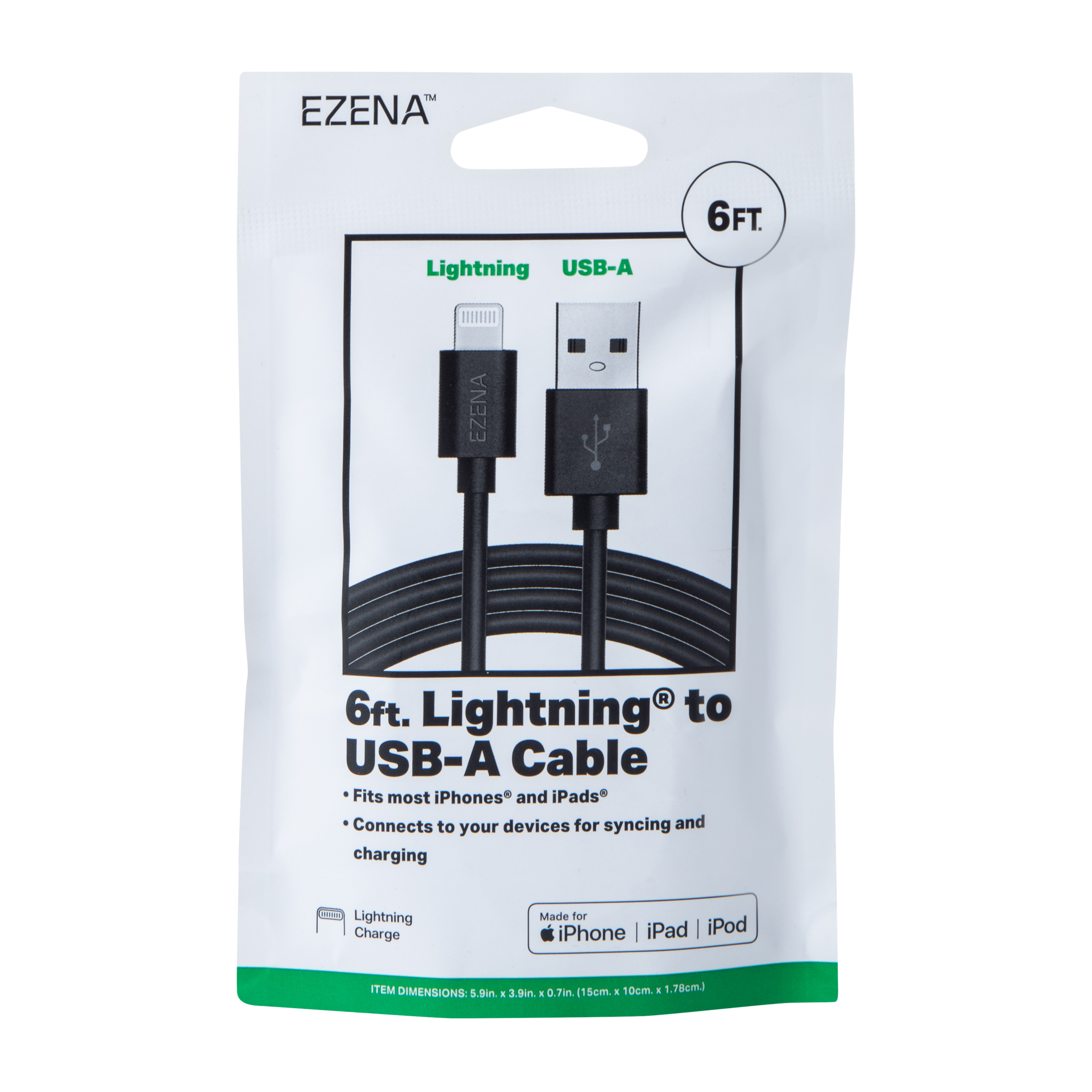 Ezena™ Lighting® To USB-A Cable 72in | Five Below