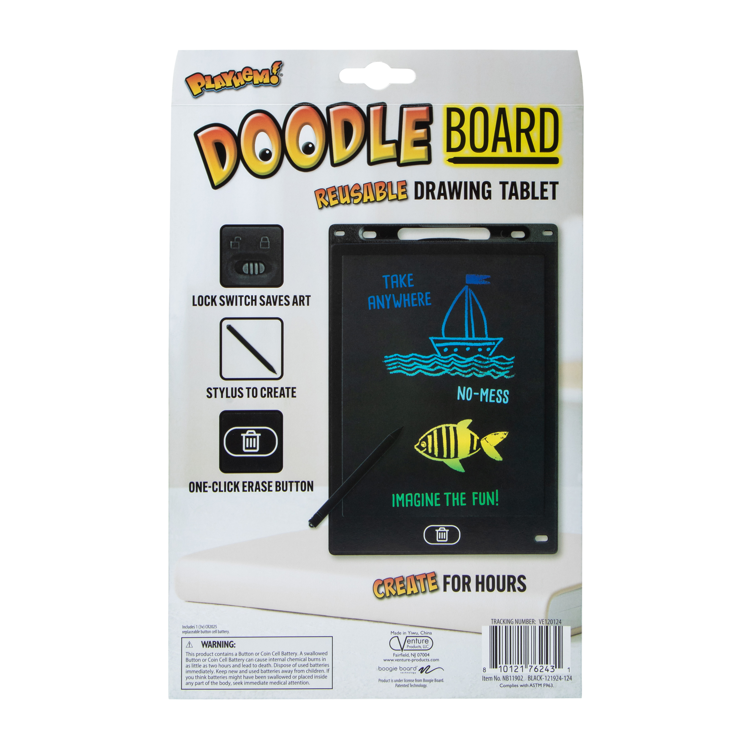 Playhem! Doodle Board Reusable Drawing Tablet