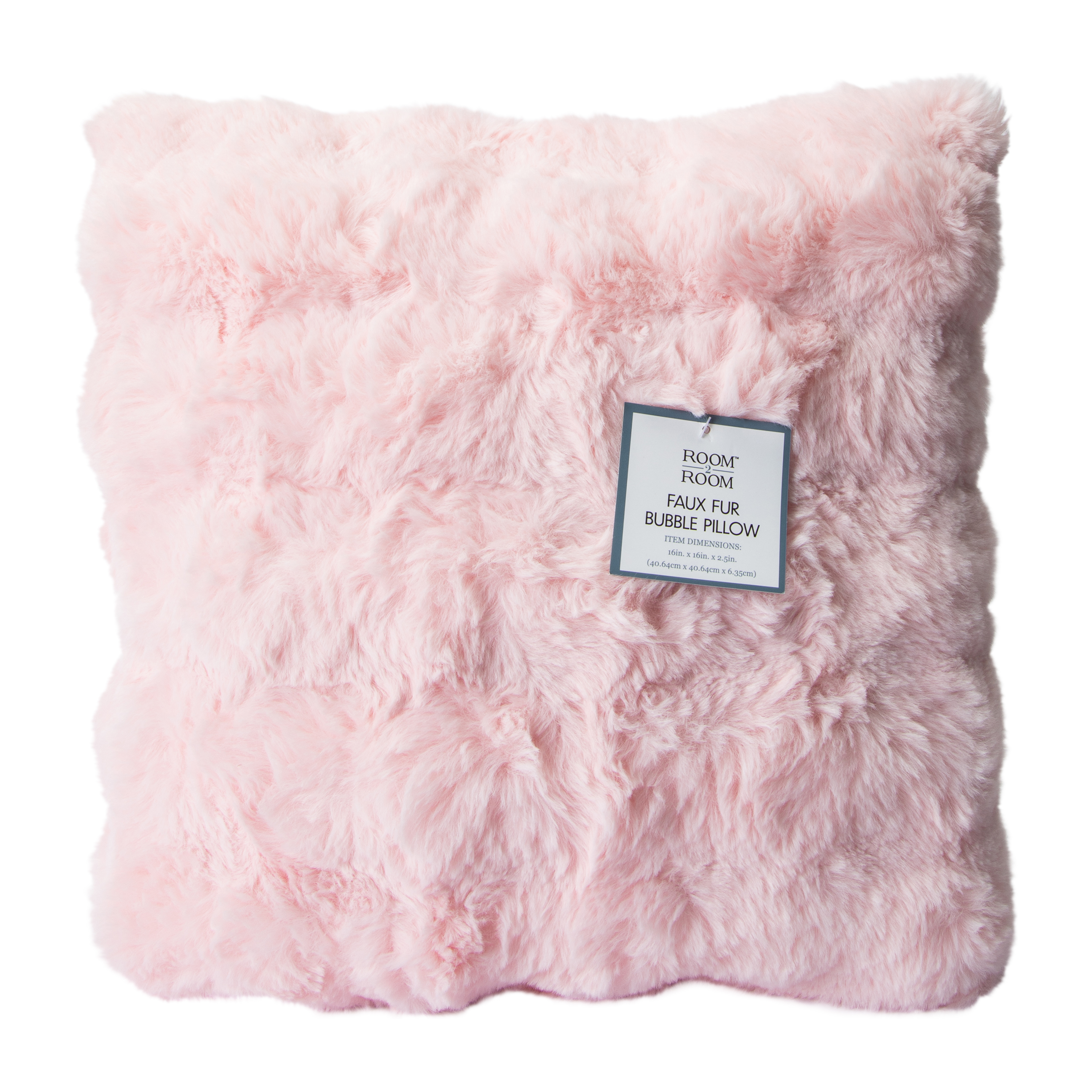Pink Faux Fur Bubble Pillow 16in x 16in