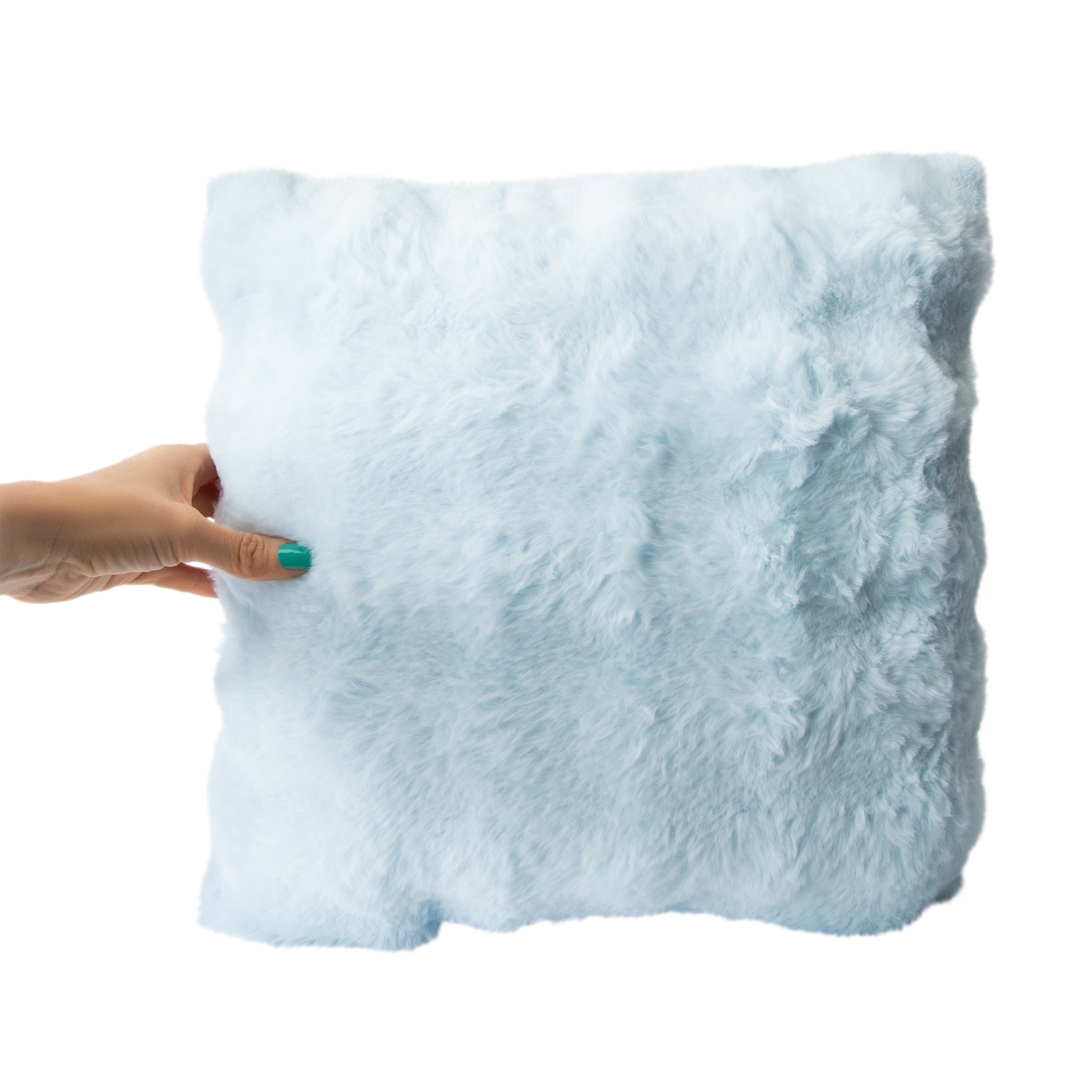 Blue Faux Fur Bubble Pillow 16in x 16in