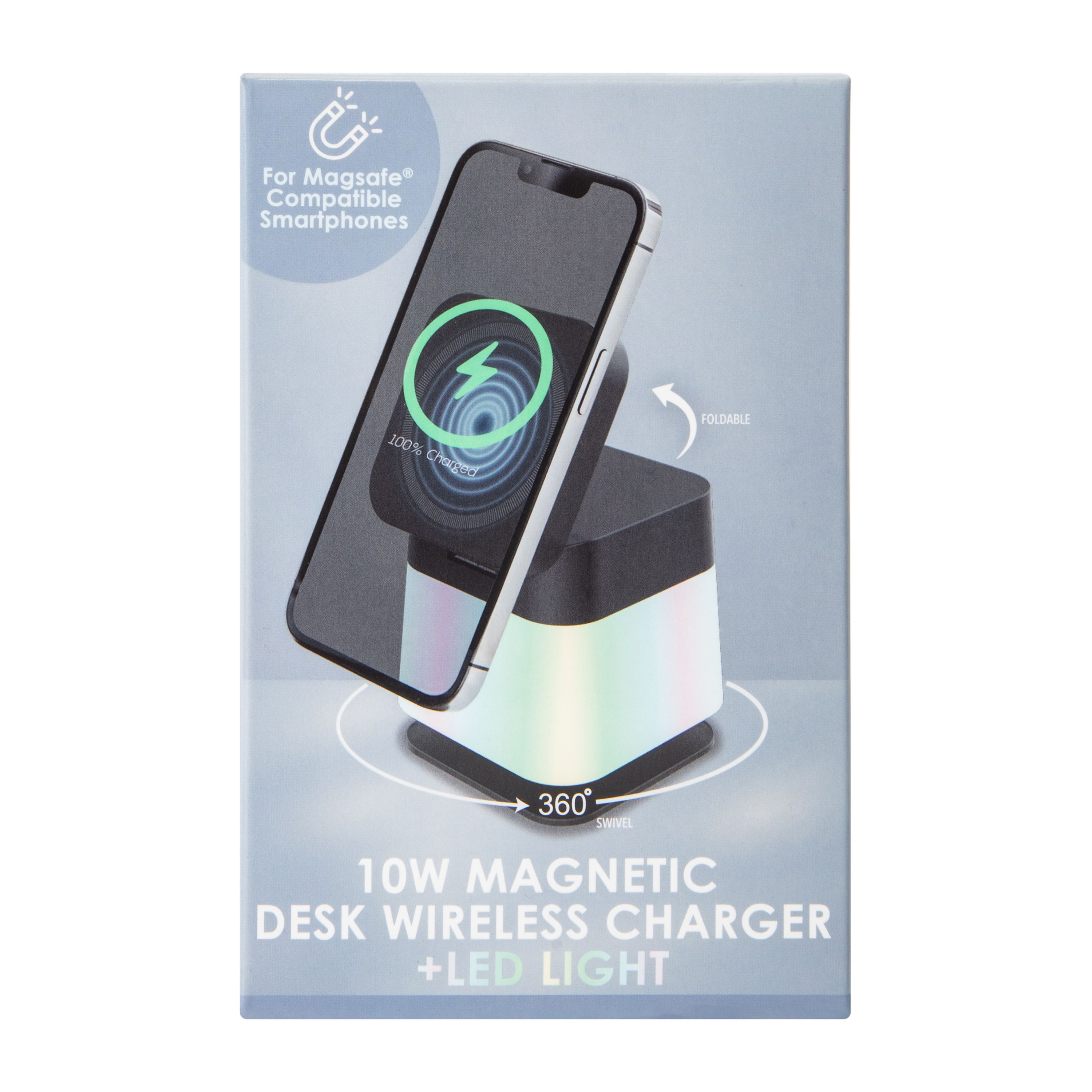 Magnetic Desk Wireless Charger + LED Light 10W