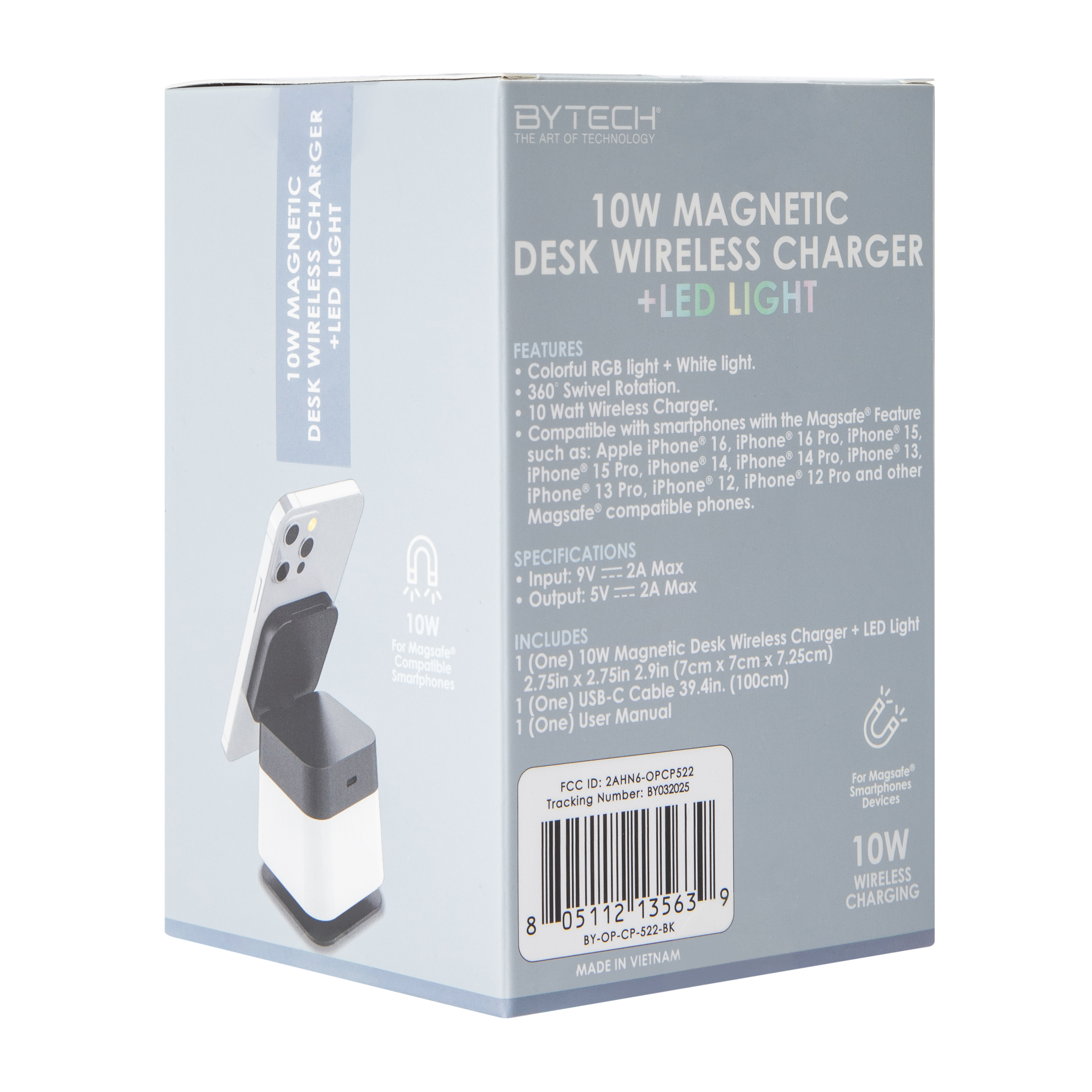 Magnetic Desk Wireless Charger + LED Light 10W