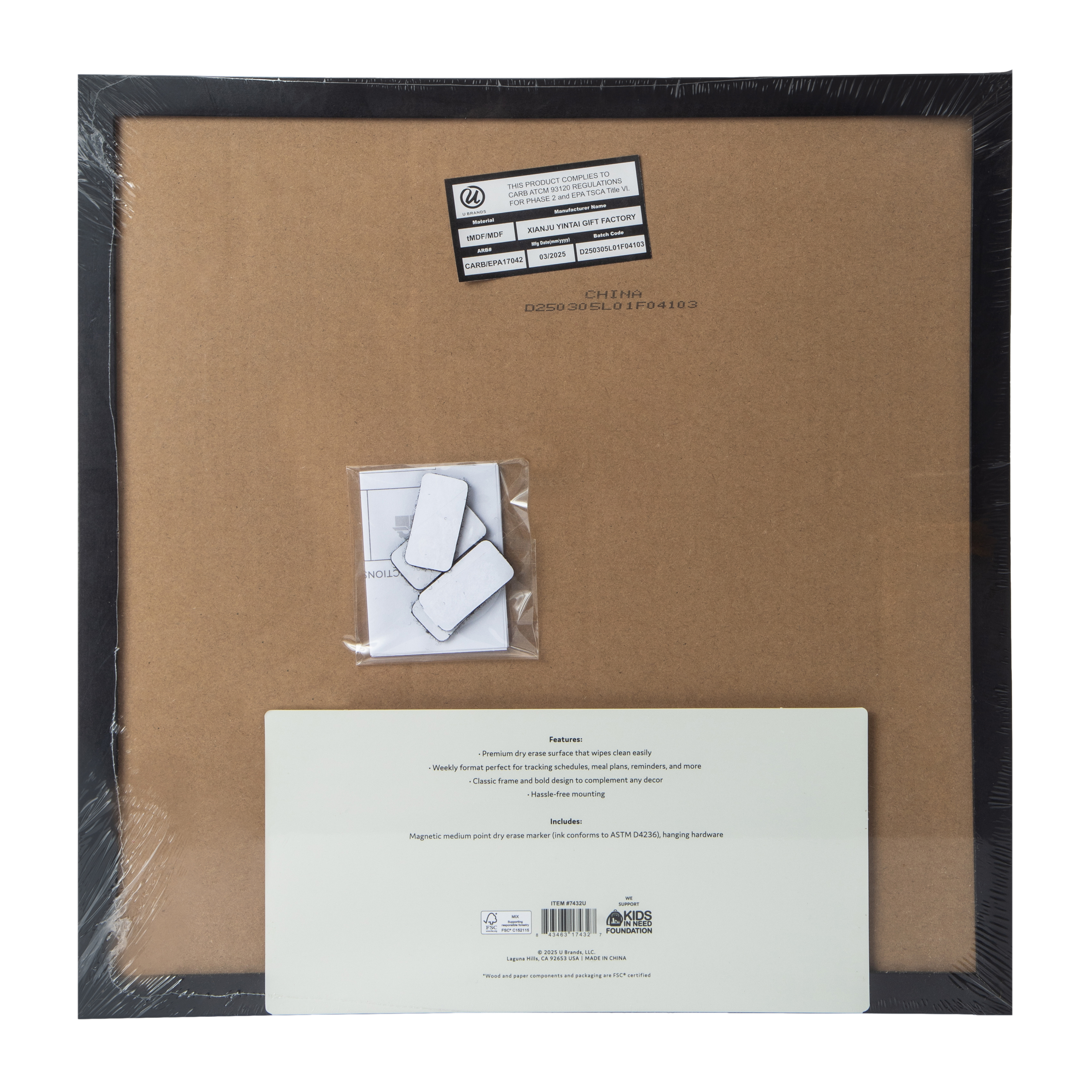 Framed Dry Erase Board 14in x