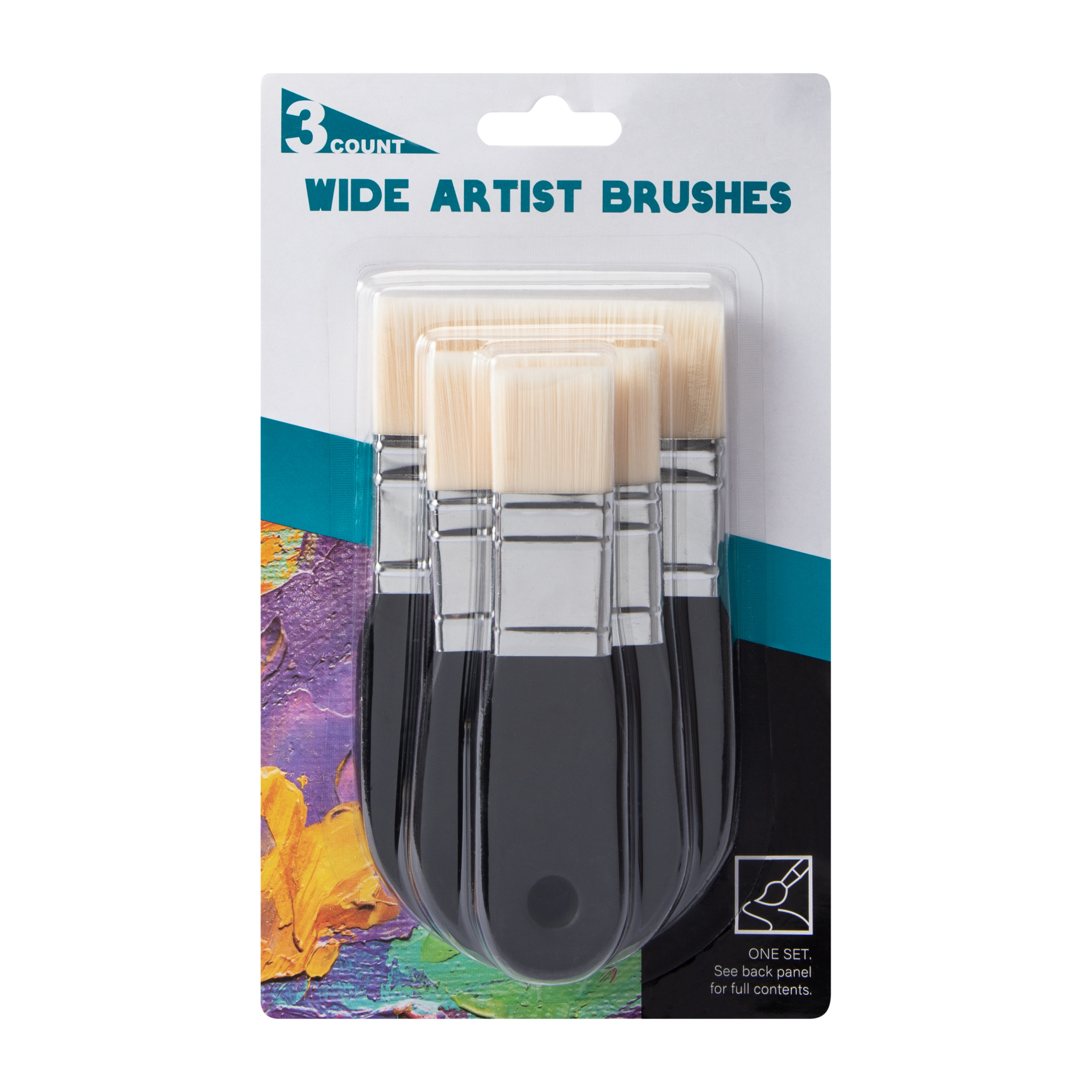 Wide Artist Brushes 3-Pack Set
