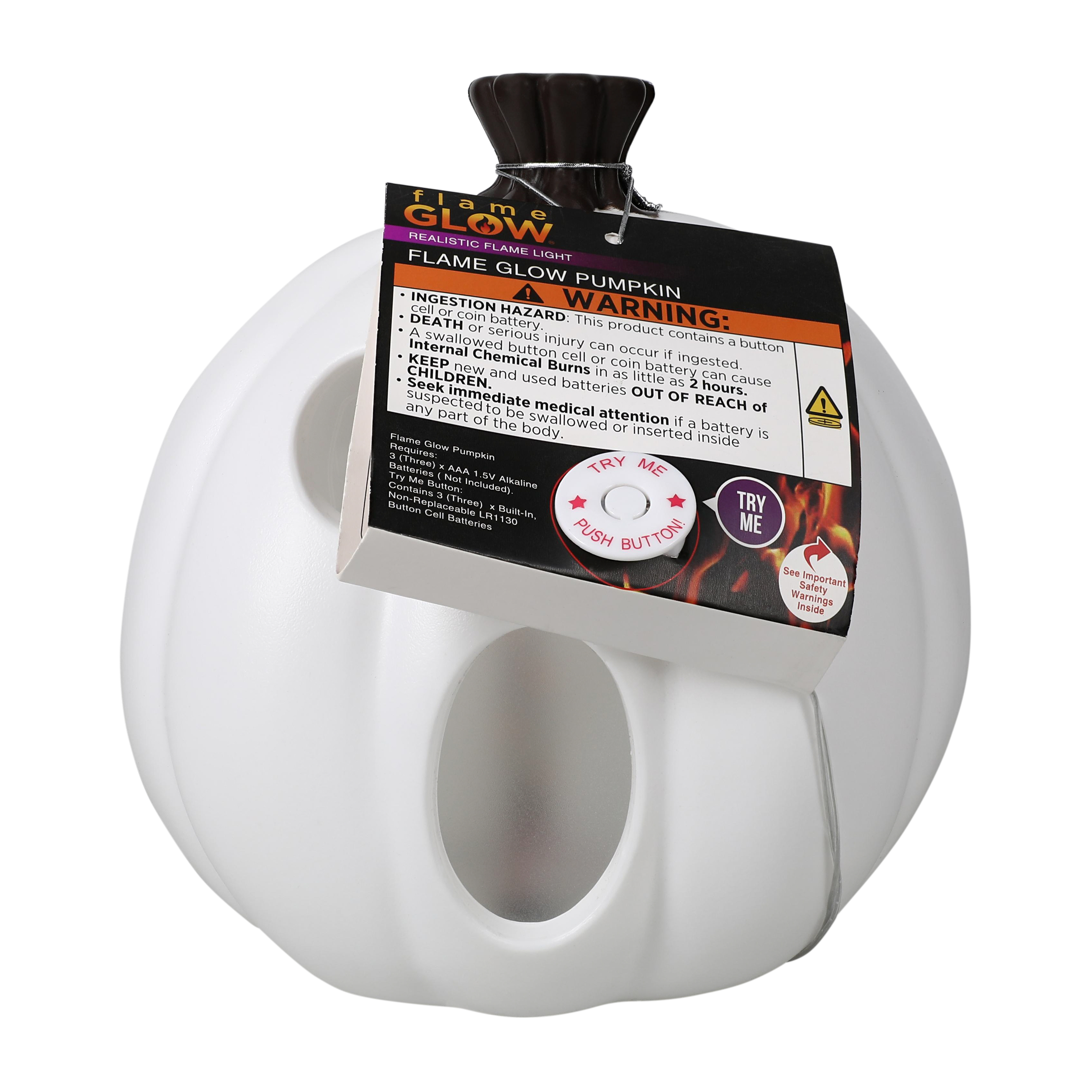 Halloween Flame Glow® White Pumpkin