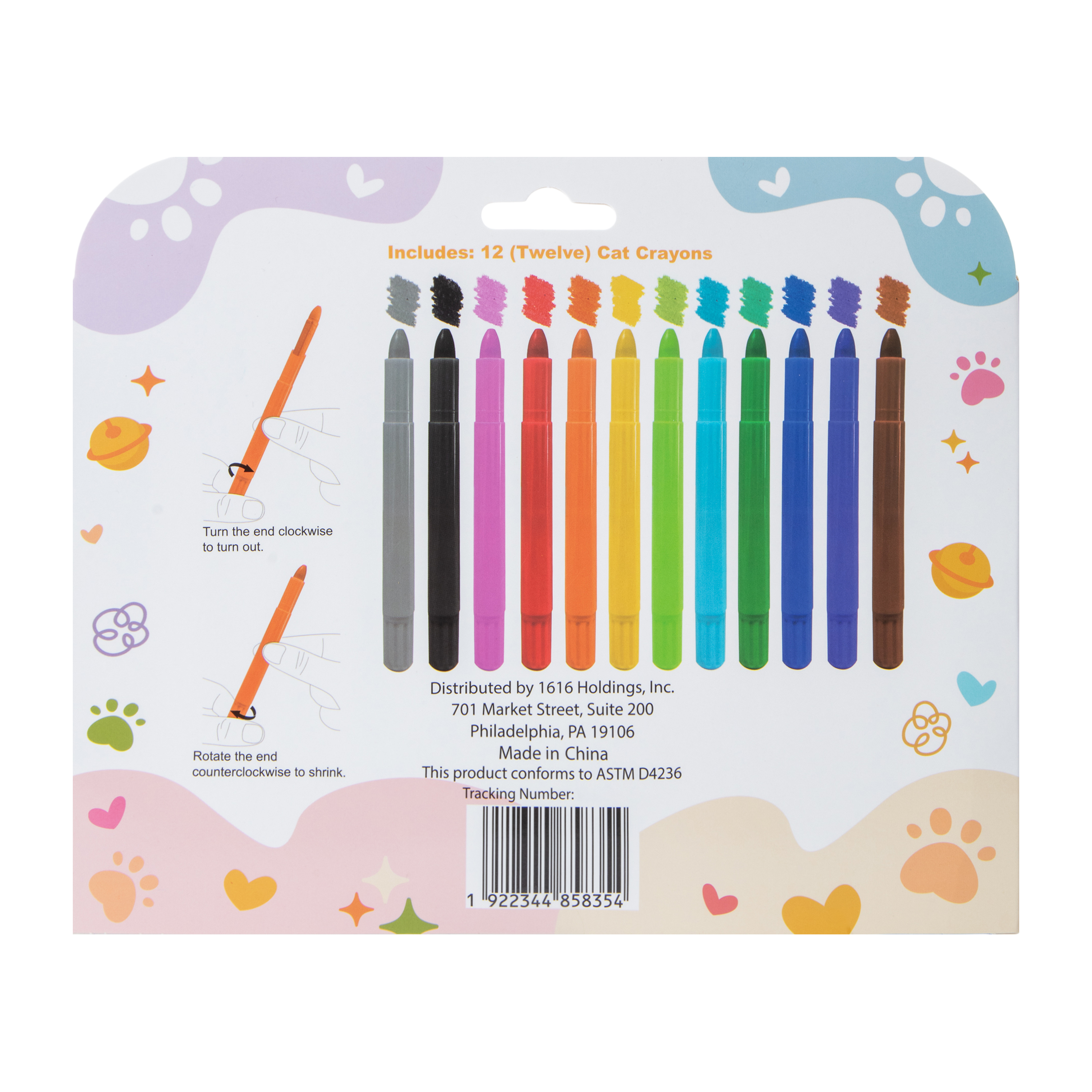 Cat Crayons 12-Count