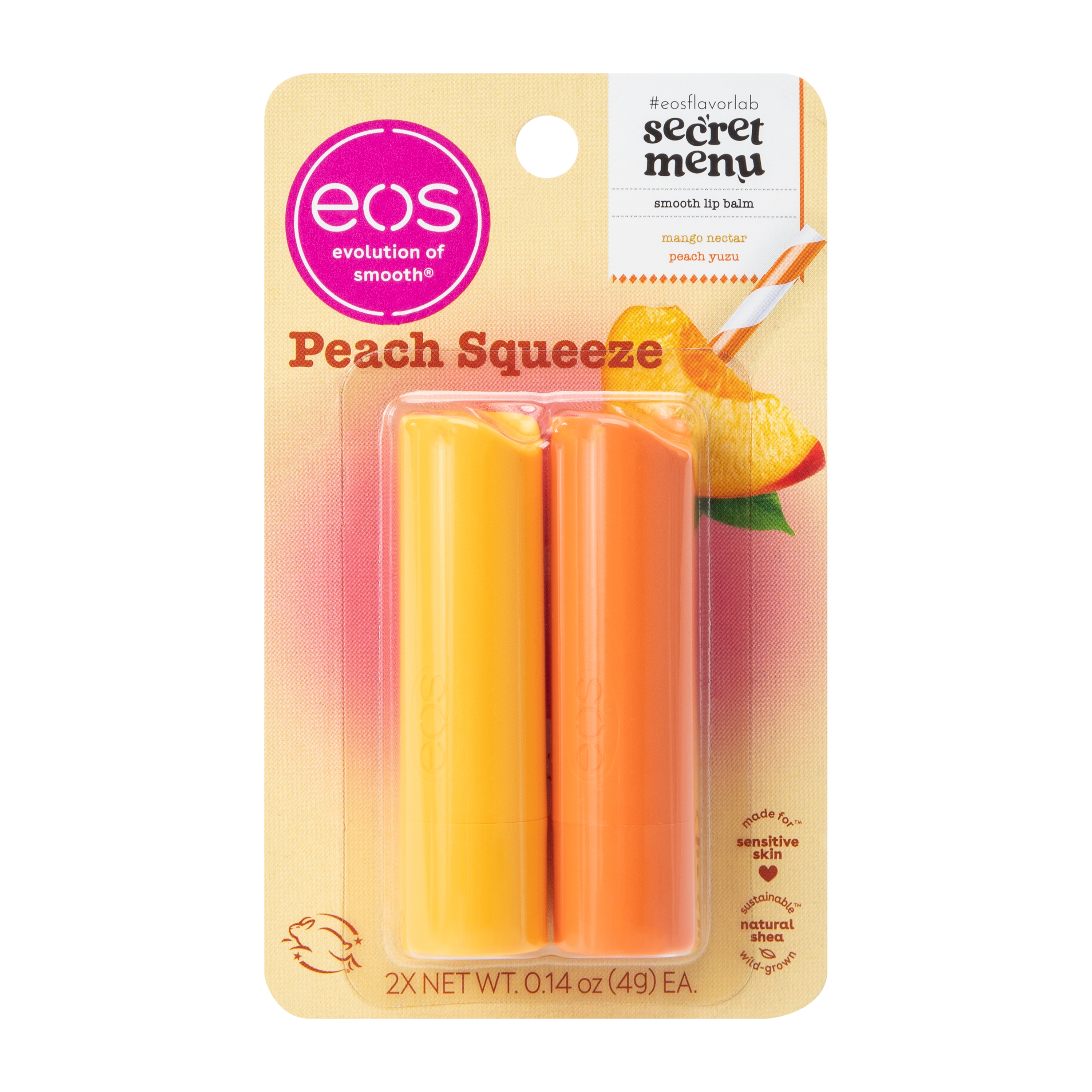 Evolution Of Smooth® Peach Squeeze Smooth Lip Balm 2-Pack 0.14oz