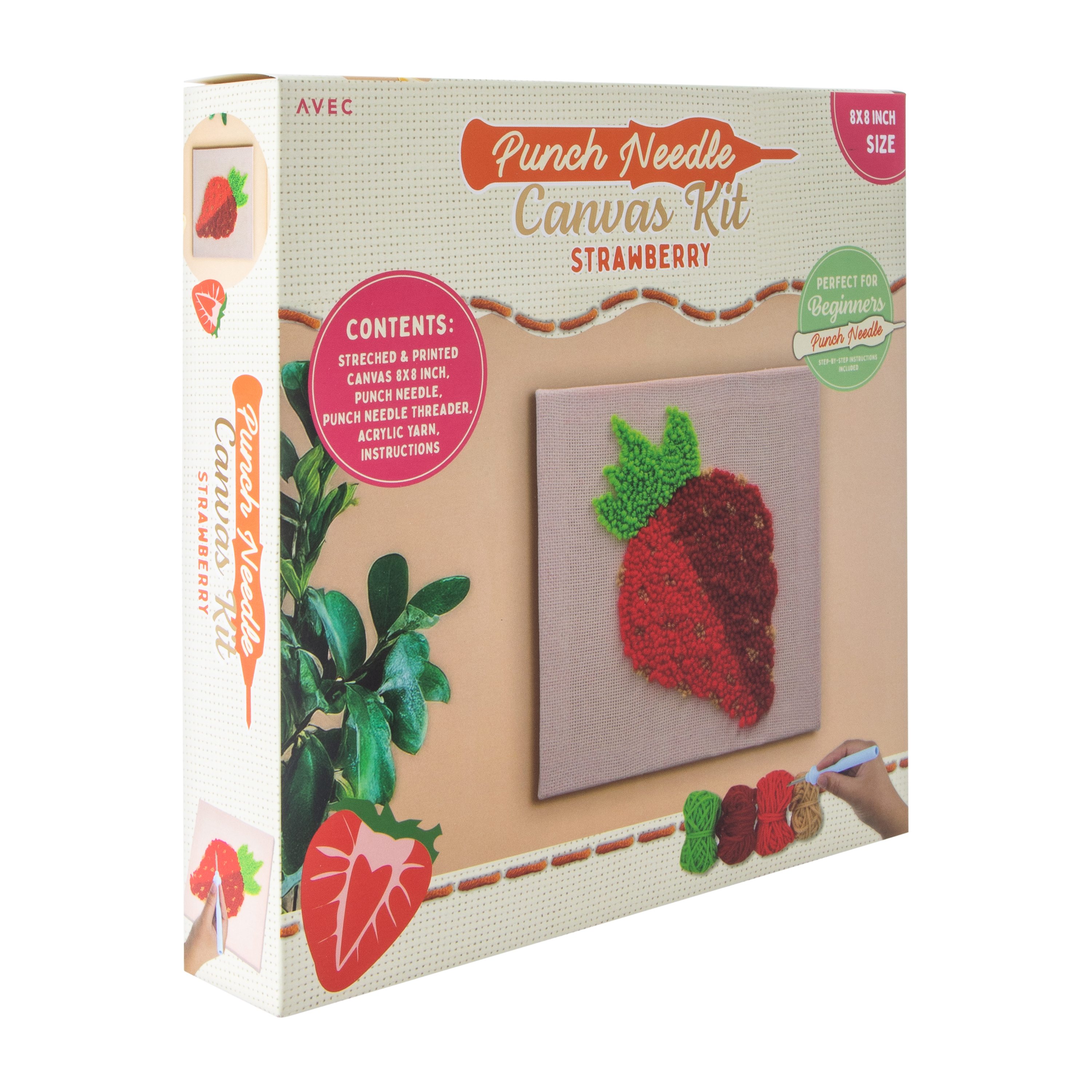 Punch Needle Strawberry Canvas Kit