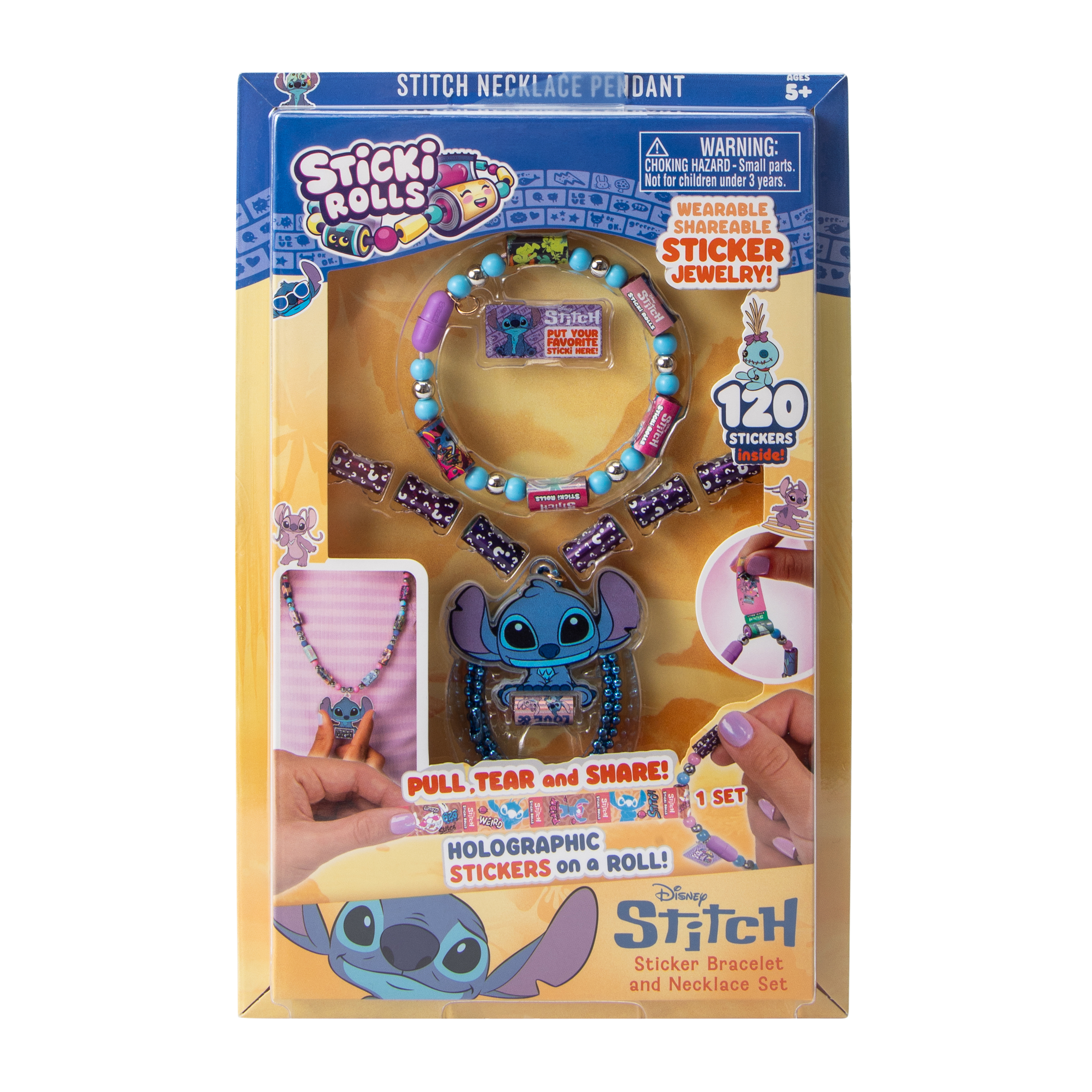 Disney Stitch Sticki Rolls Sticker Bracelet & Necklace Set