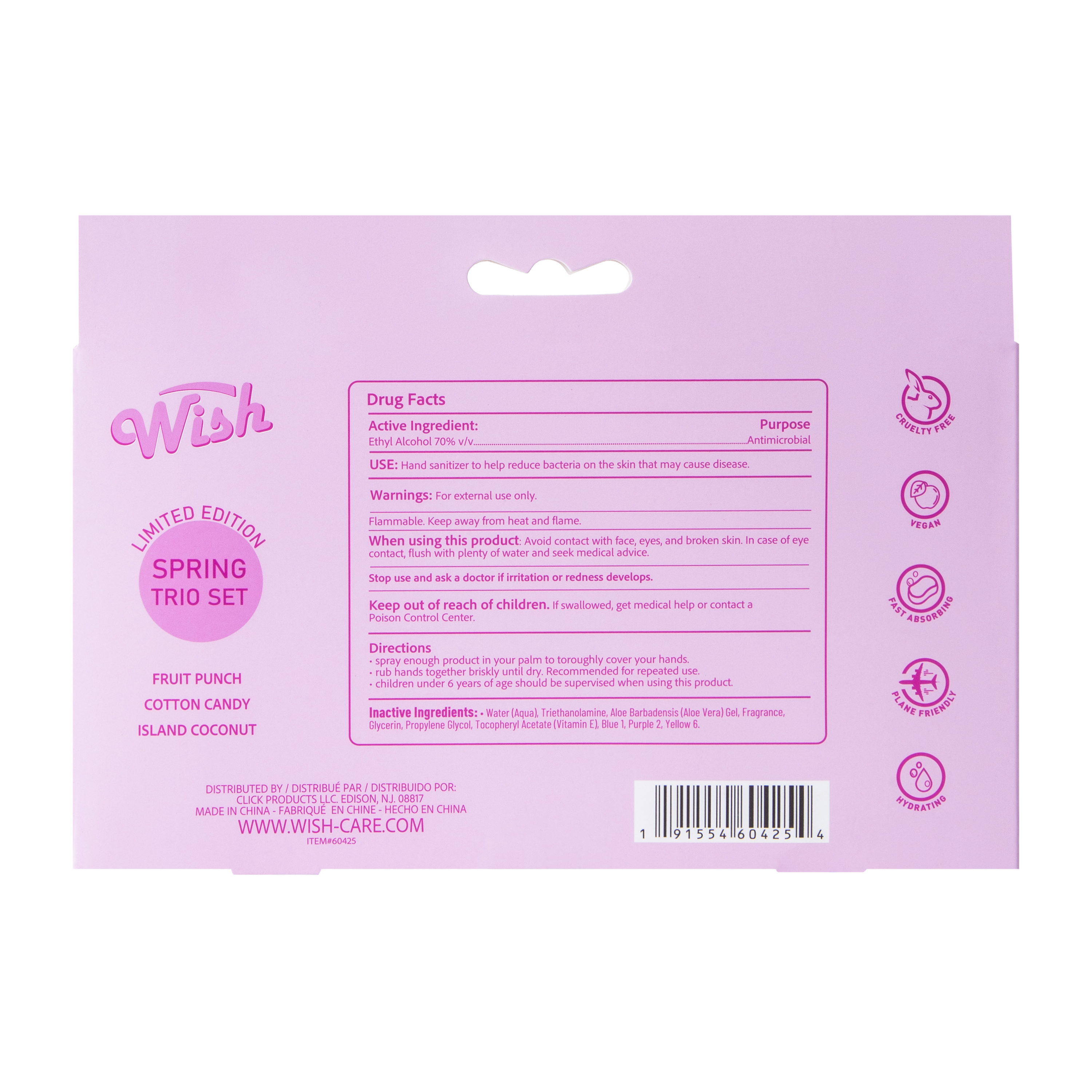 Wish Limited Edition Hydrating Mist Hand Sanitizer Spring Trio Set 1.2oz