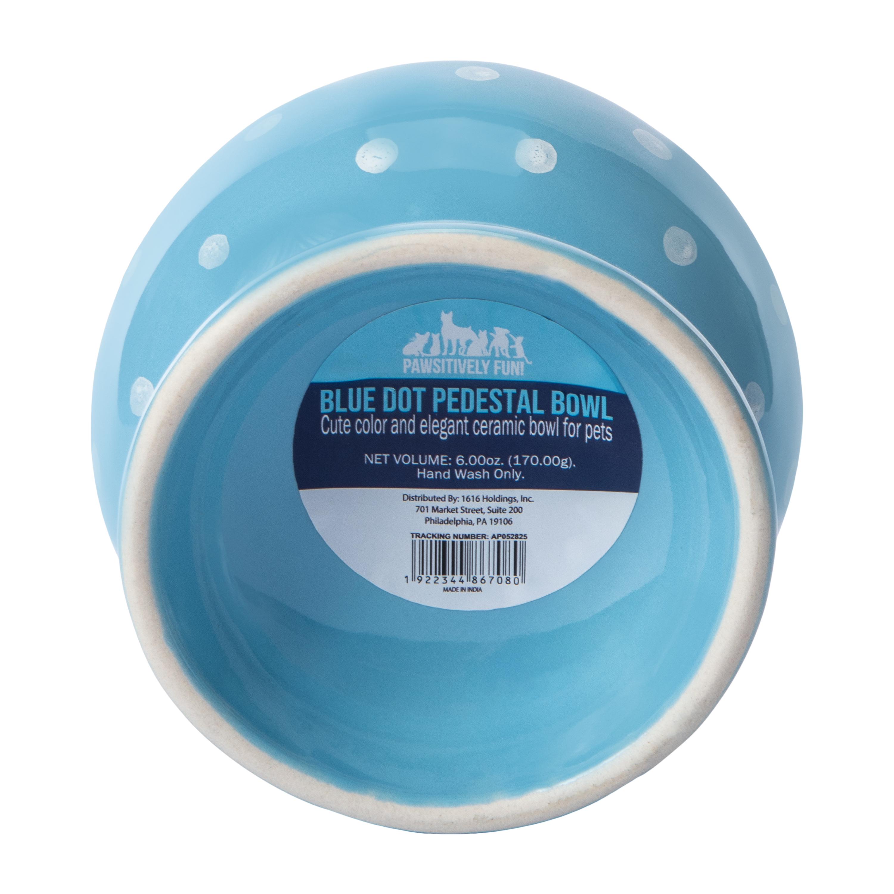 Blue Dot Pedestal Pet Bowl