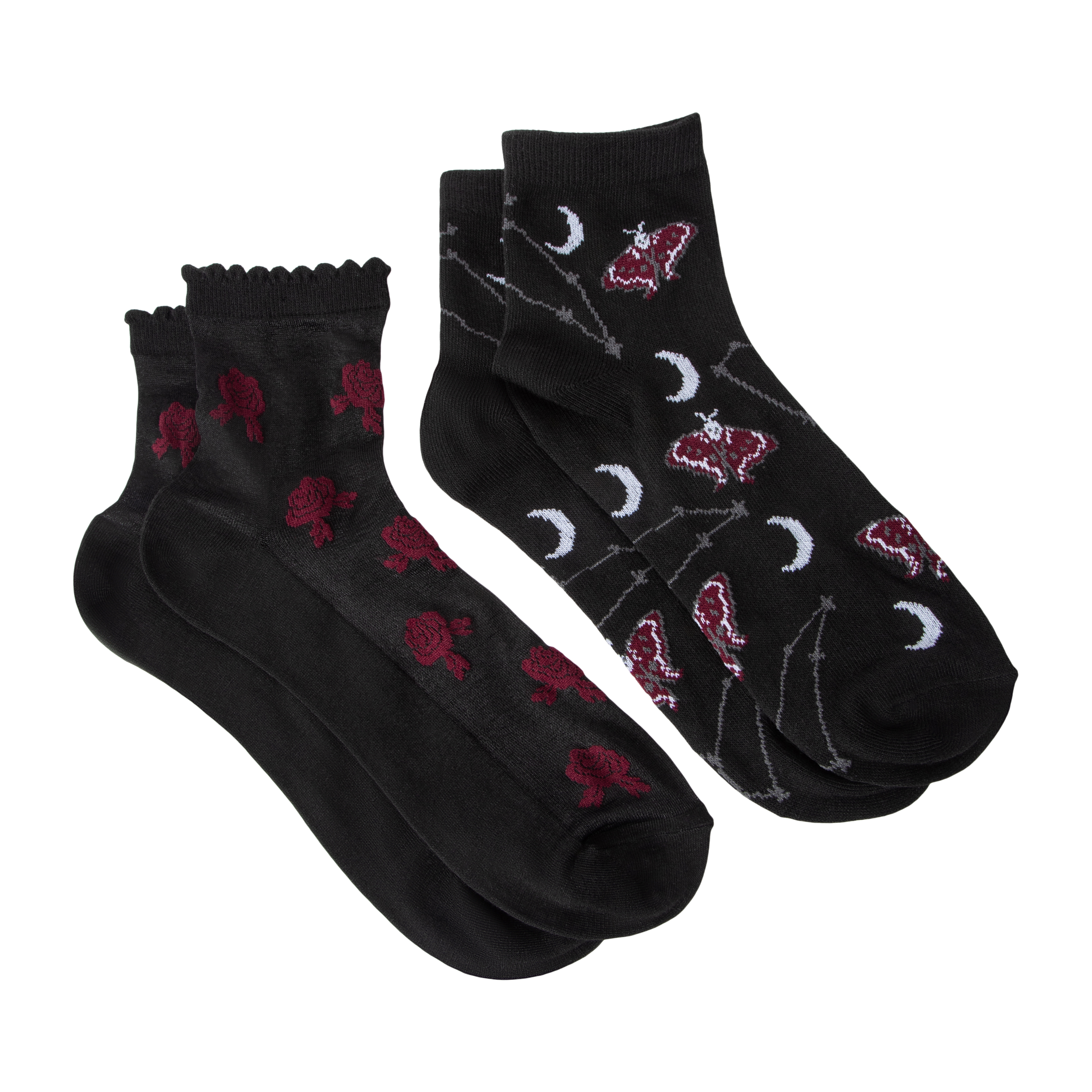 Juniors Halloween Vampire Quarter Crew Socks 2-Pairs