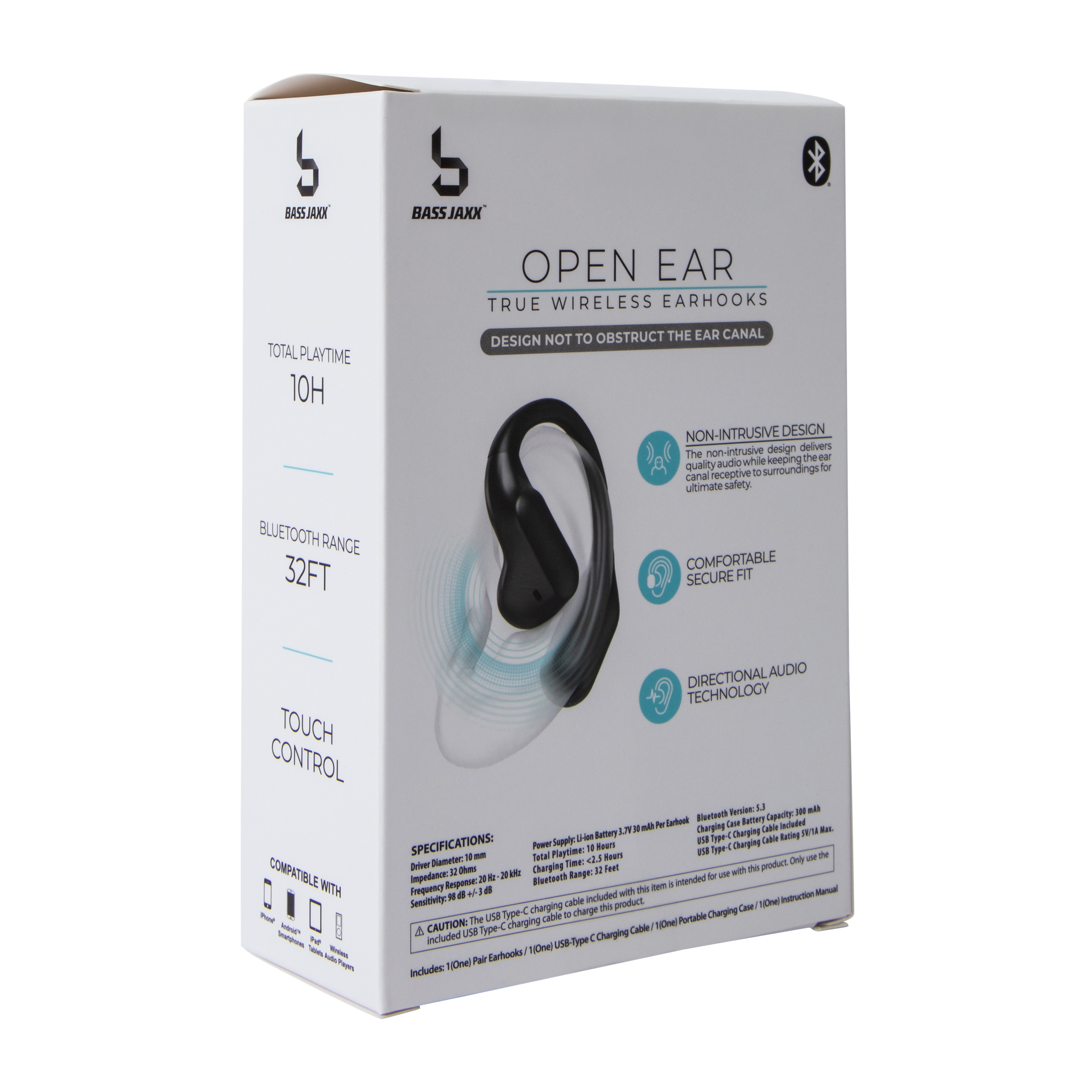 Bass Jaxx™ Open Ear True Wireless Earhooks