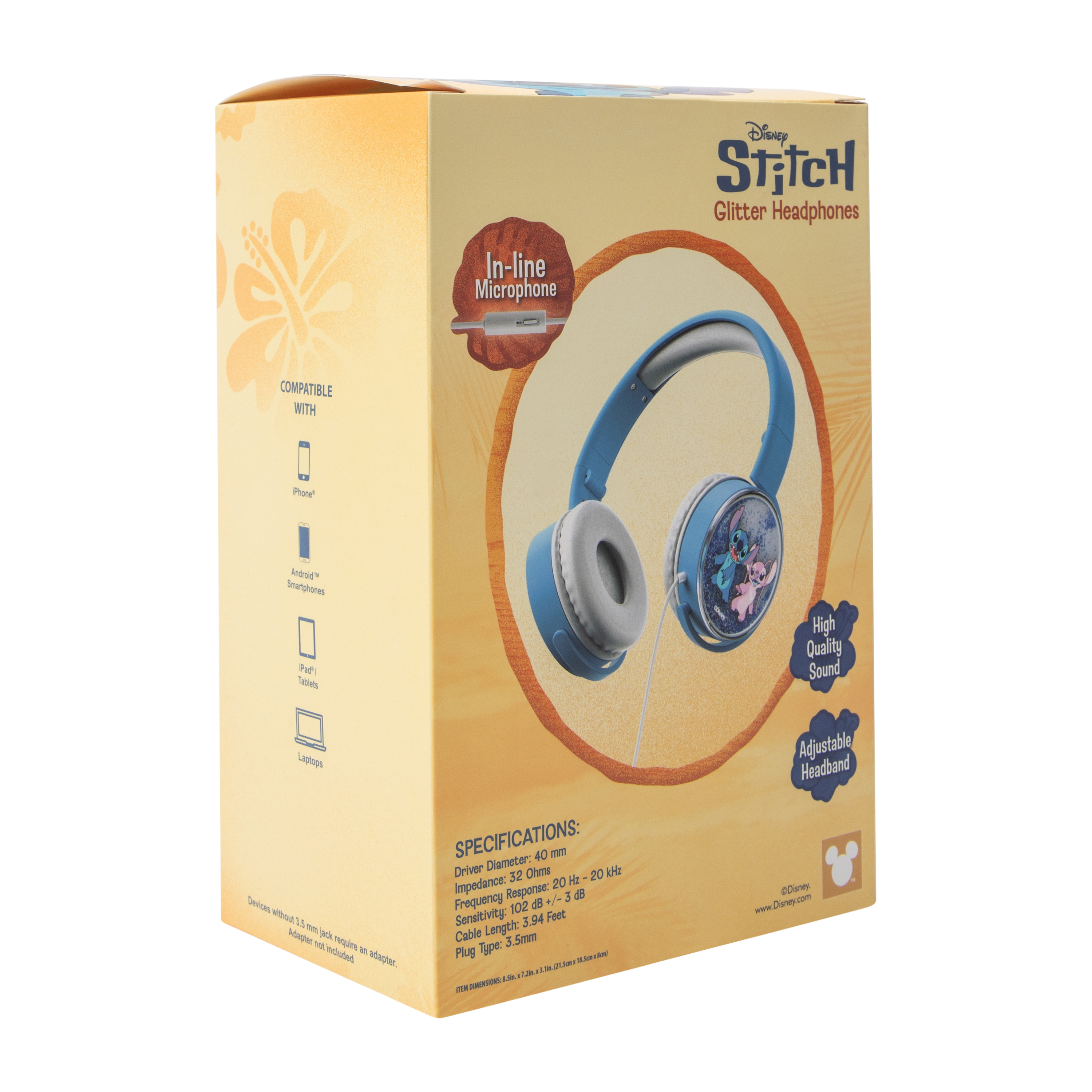 Disney Stitch Wired Glitter Headphones