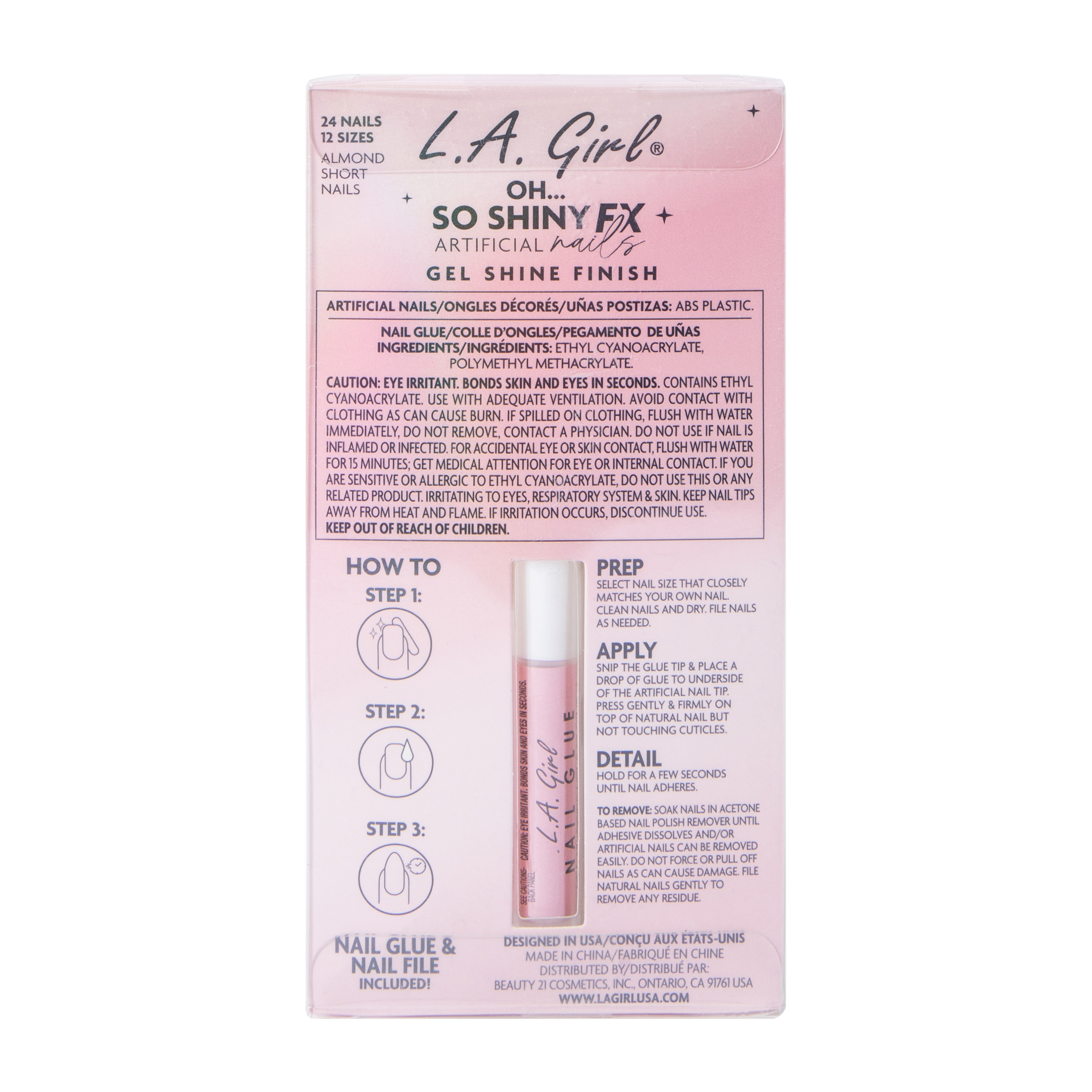 L.A. Girl Oh… So Shiny Fx Moonstone Glass Effect Nails Kit 26-Pcs