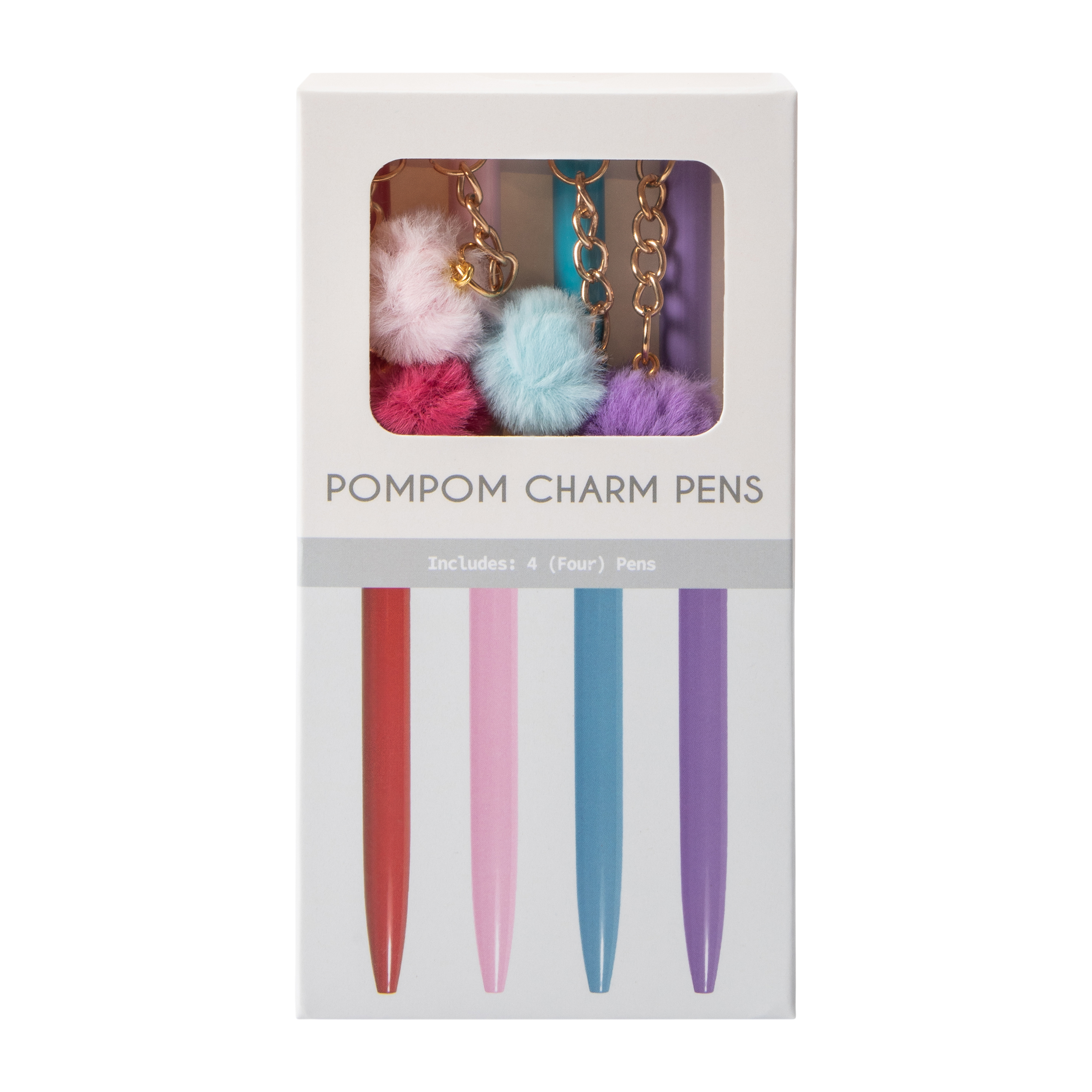 Pom Pom Charm Pens 4-Pack