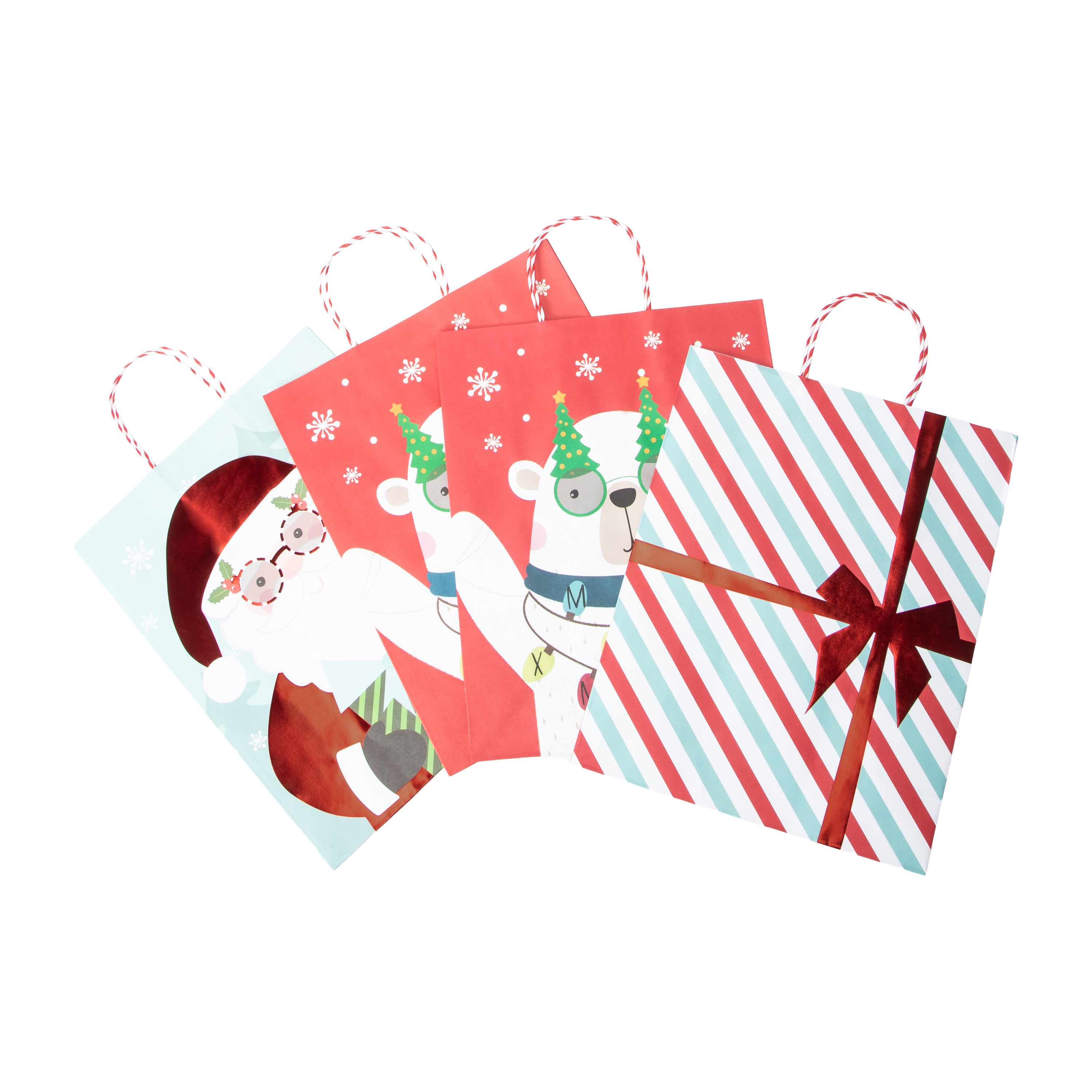 Christmas Holiday Kraft Bags 4-Pack