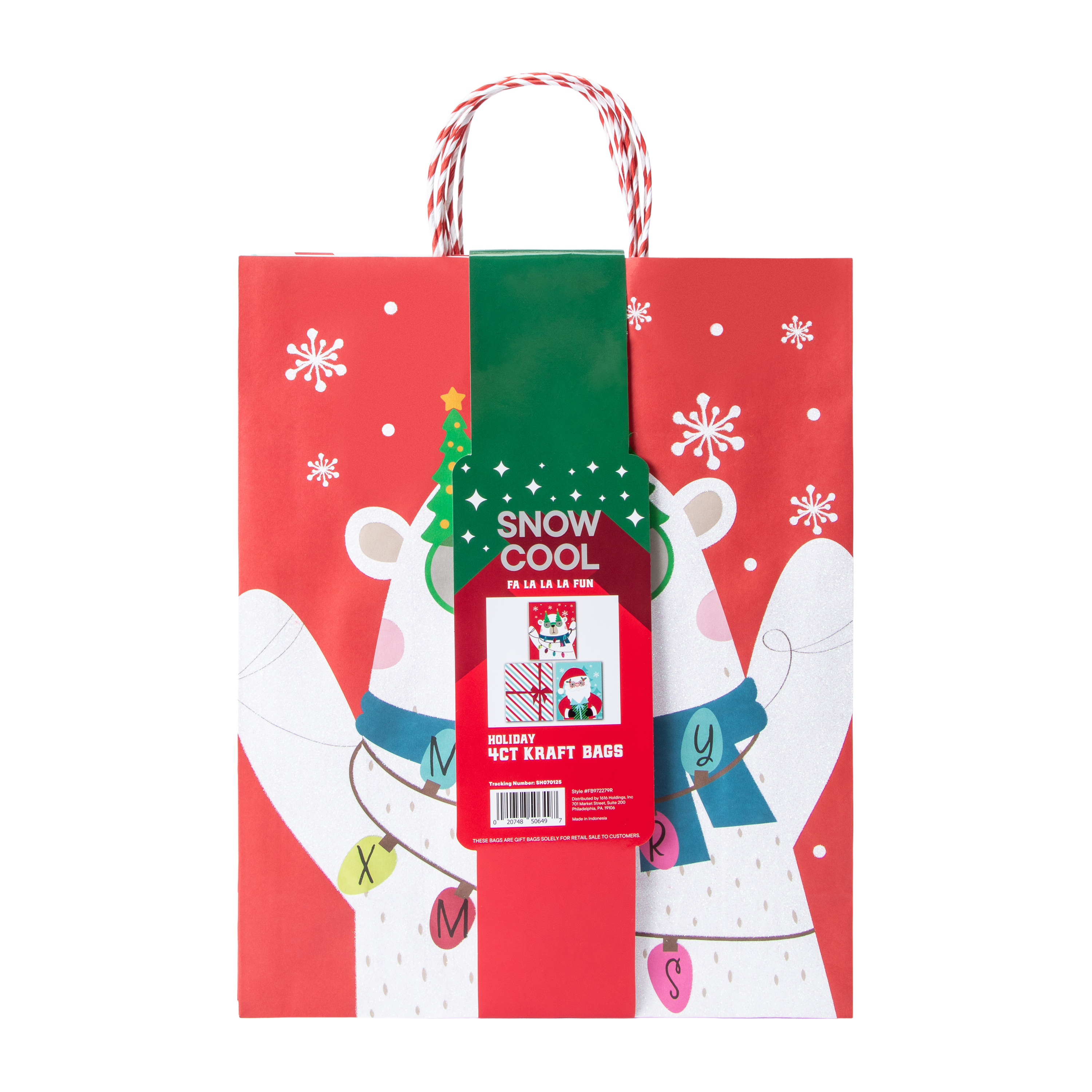 Christmas Holiday Kraft Bags 4-Pack