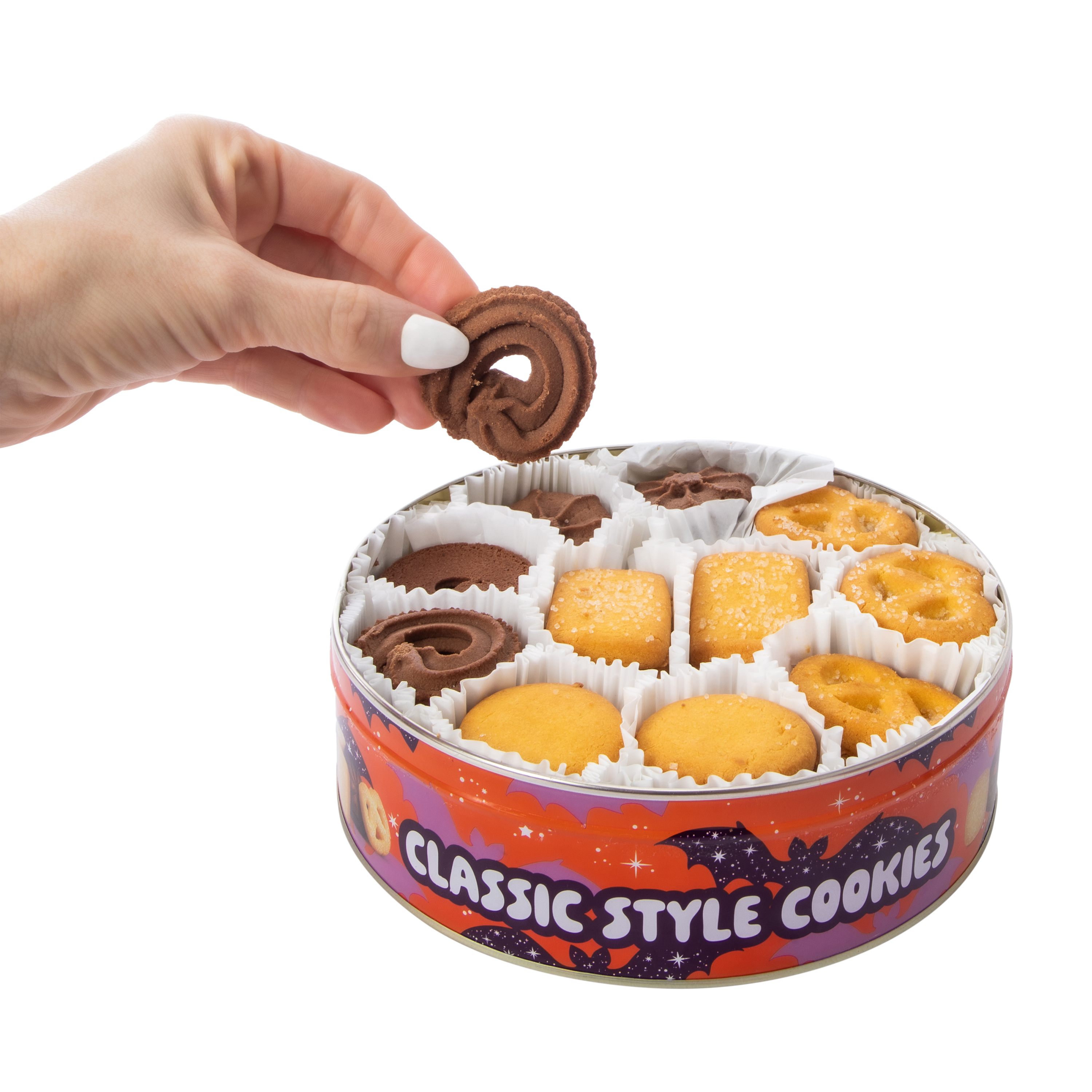 Halloween Hey Boo Traditional Style Butter & Chocolate Cookies Tin 16oz