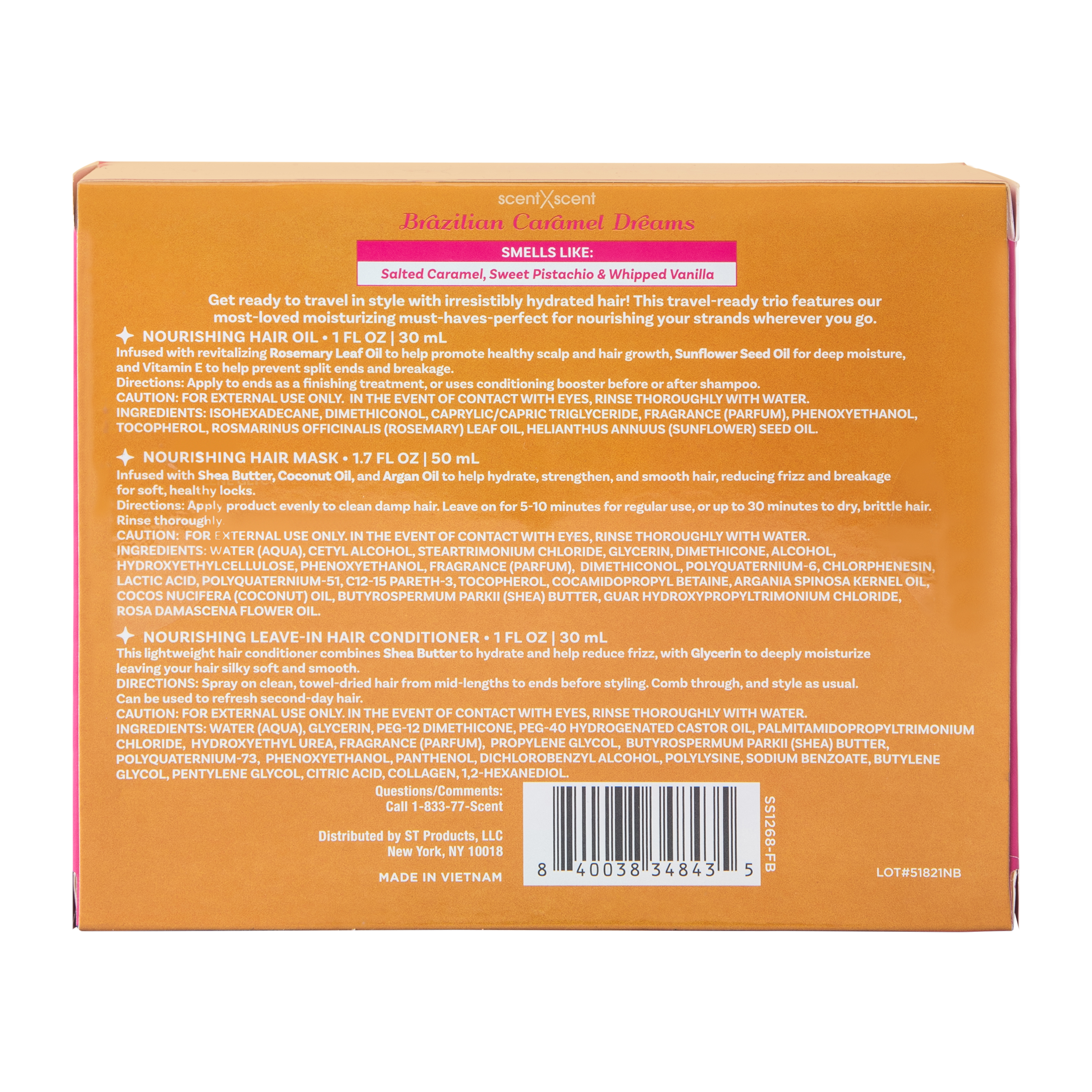 ScentXScent Solar Flare Brazilian Caramel Dreams Nourishing Hair Care Trio