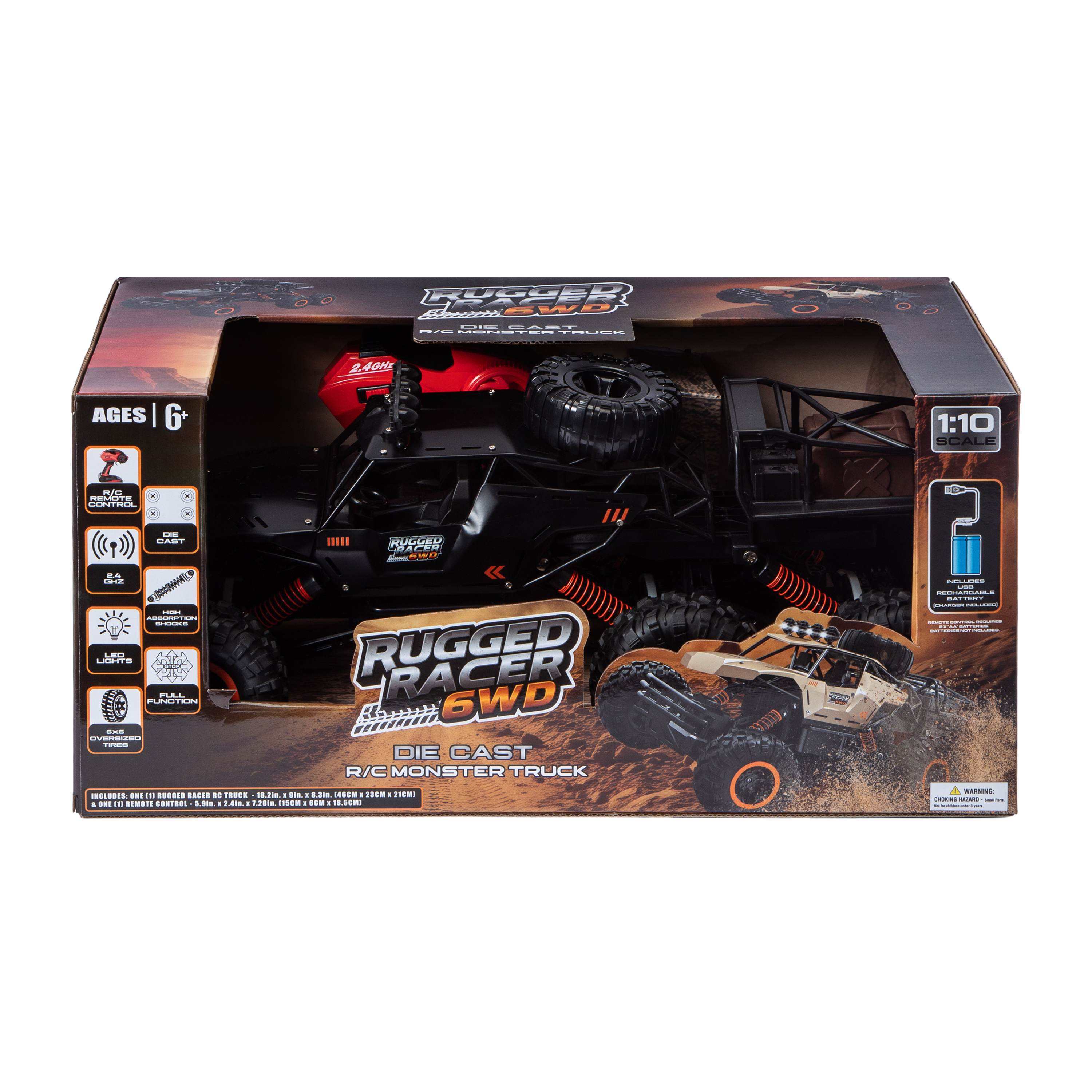 Rugged Racer 6WD Die Cast R/C Monster Truck