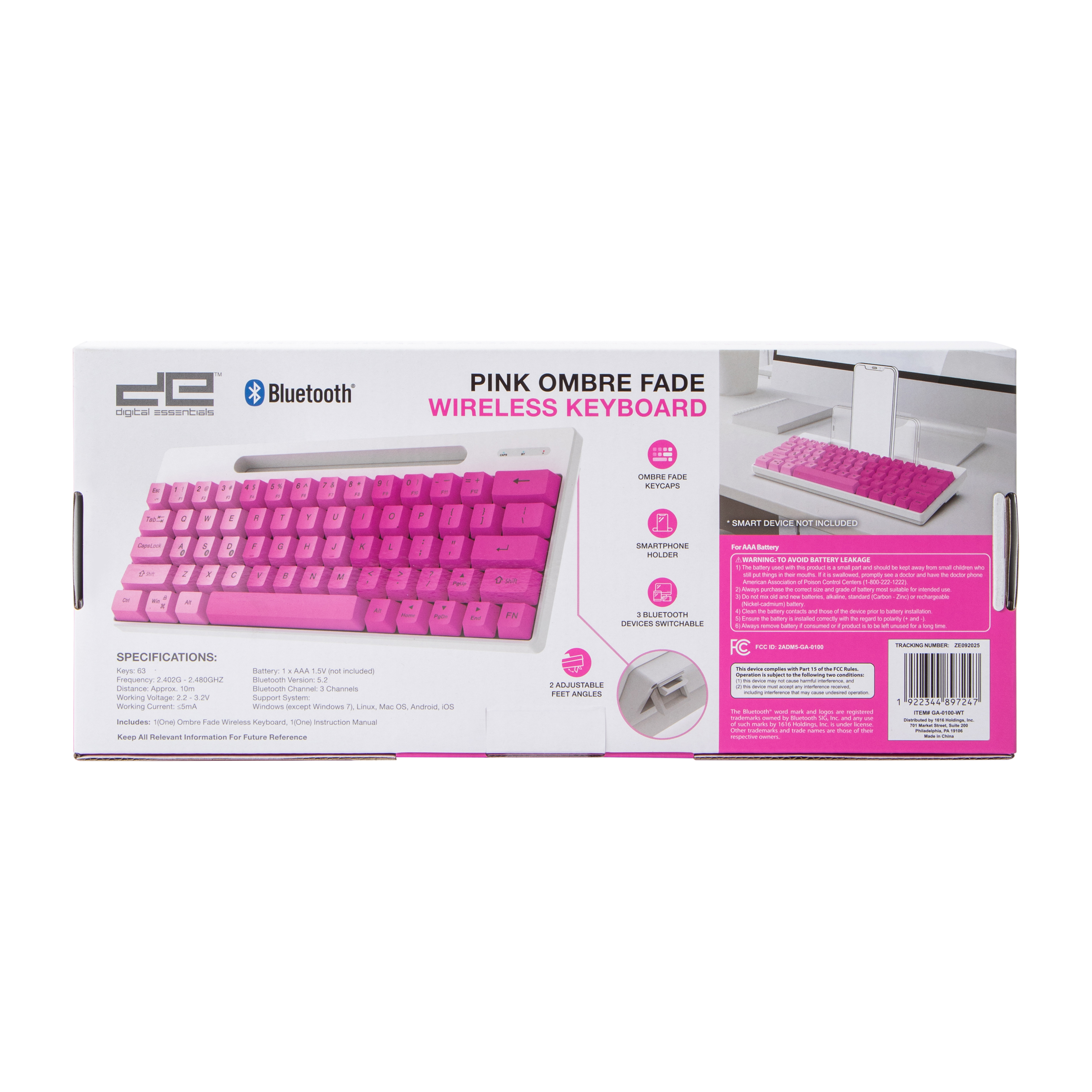 Digital Essentials™ Pink Ombre Fade Wireless Keyboard