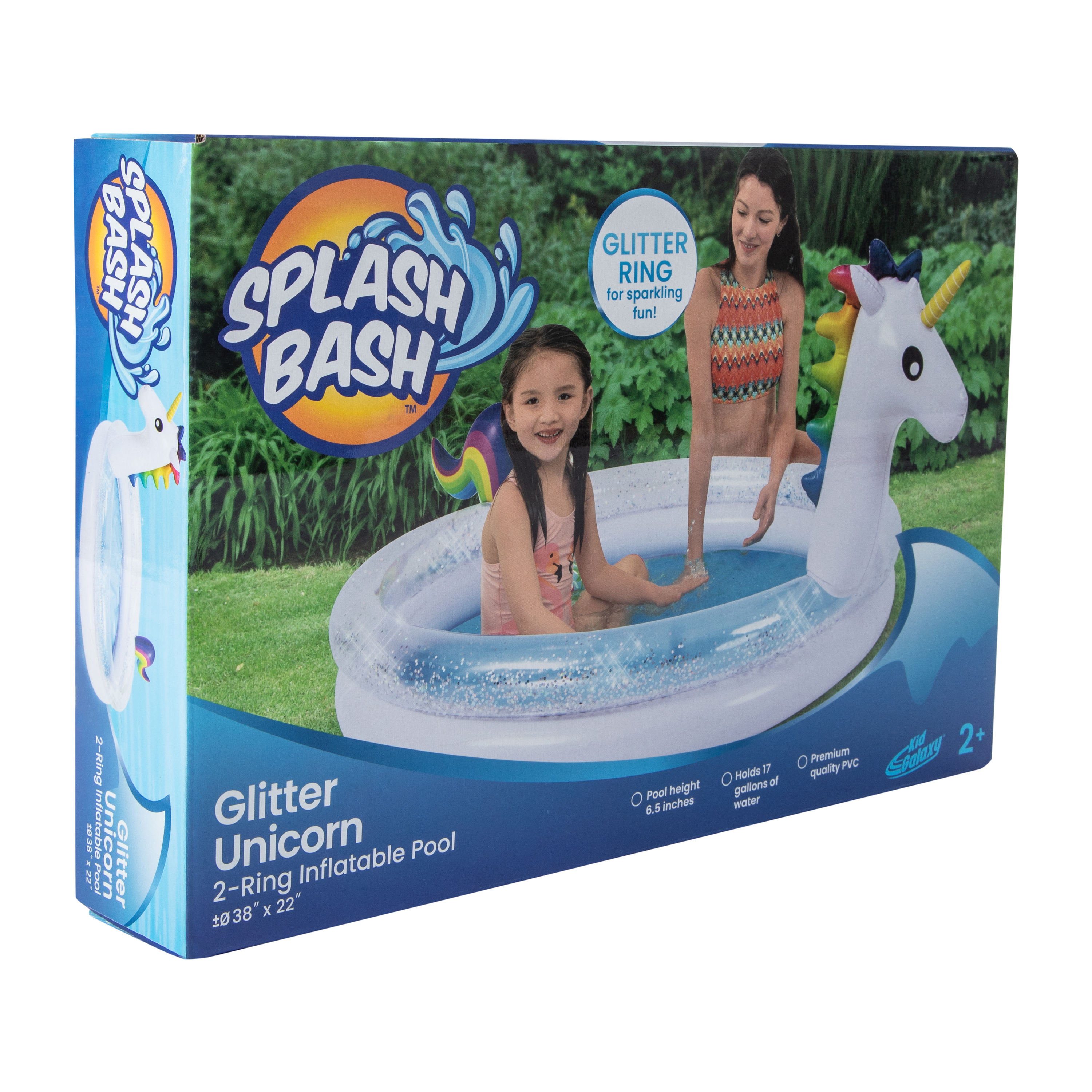 Splash Bash™ Glitter Unicorn 2-Ring Inflatable Pool