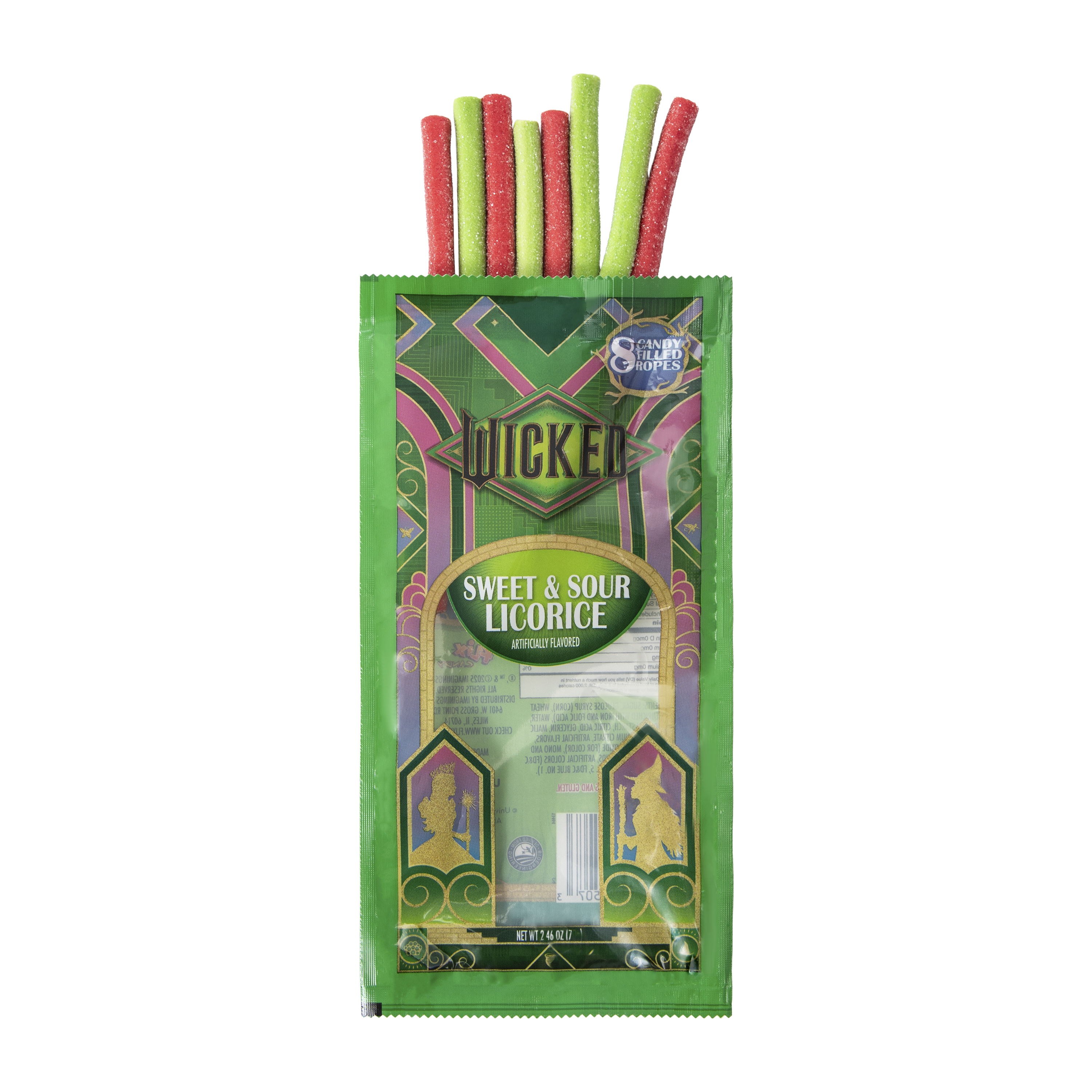Wicked Sweet & Sour Licorice Candy Filled Ropes 8-Count 2.46oz