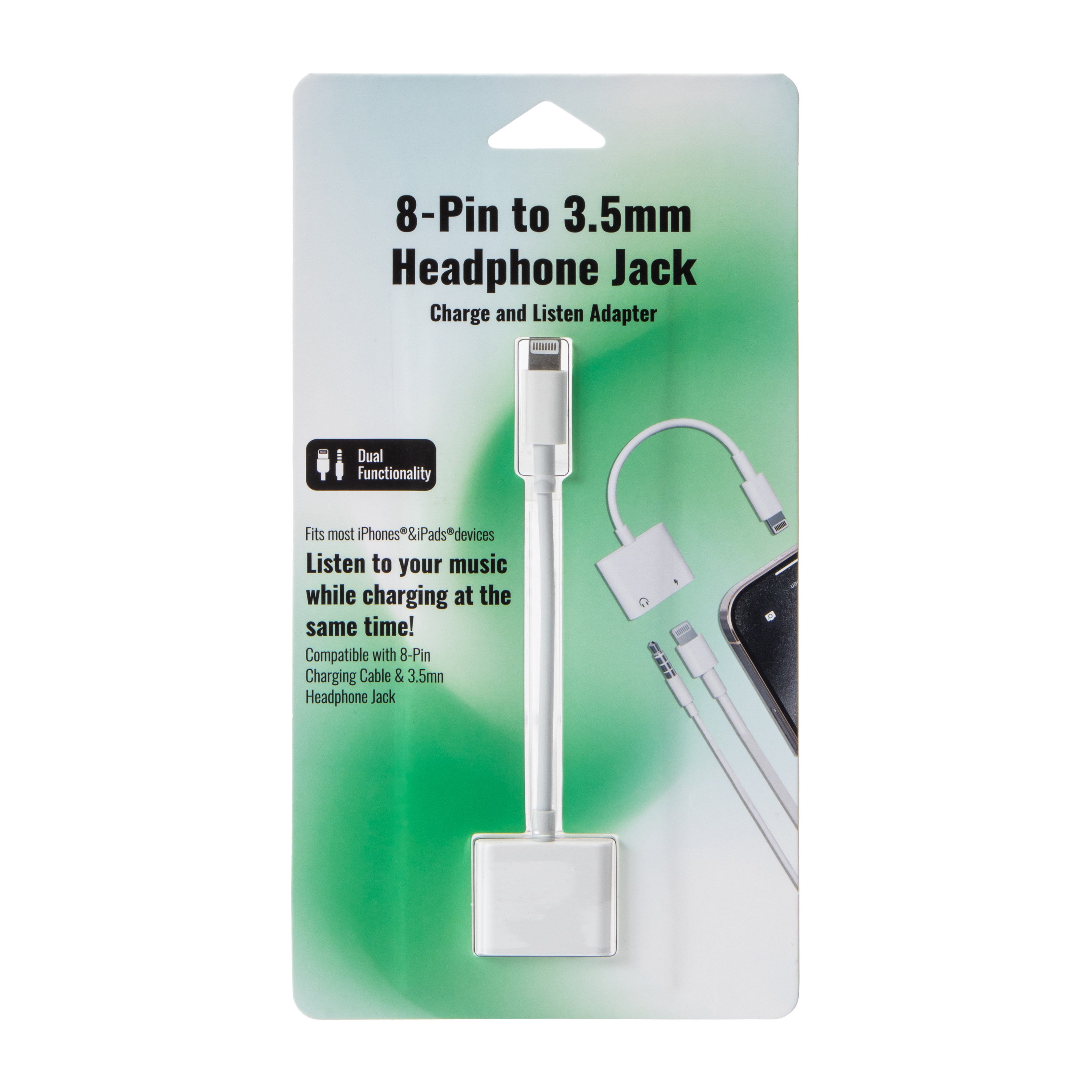 Headphone Jack 8-Pin To 3.5mm Charge & Listen Adapter