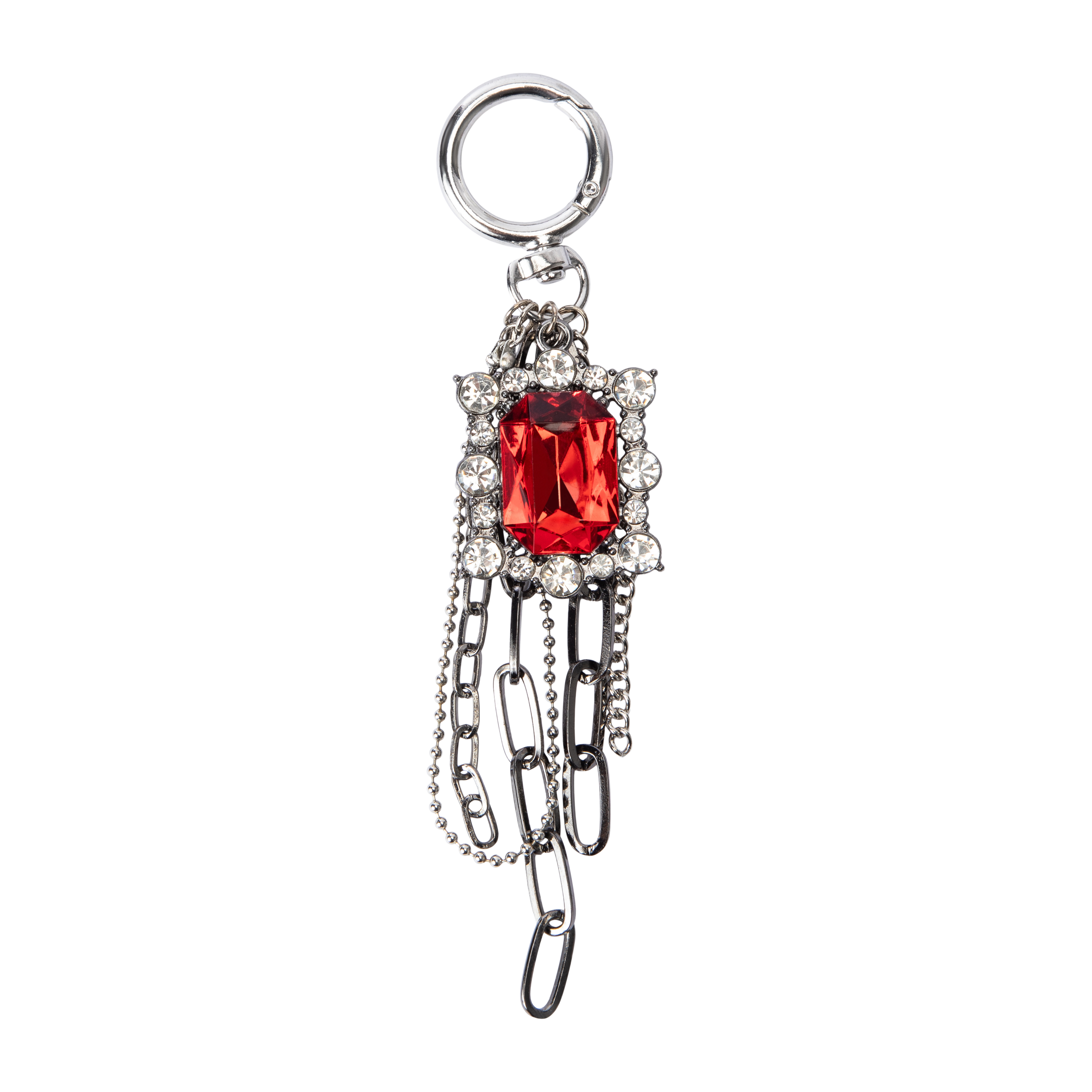 Charmed Red Gem Cluster Key Ring