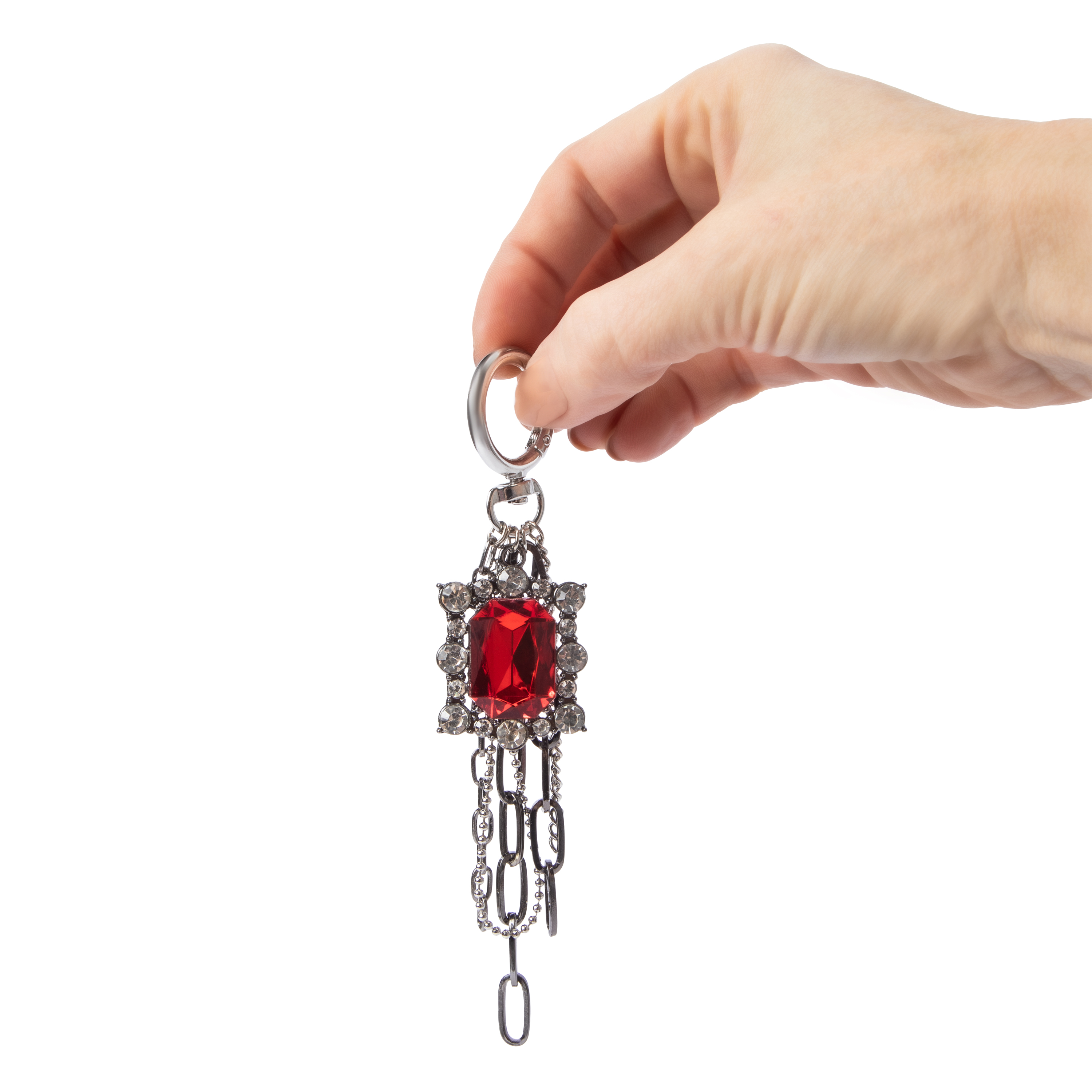 Charmed Red Gem Cluster Key Ring