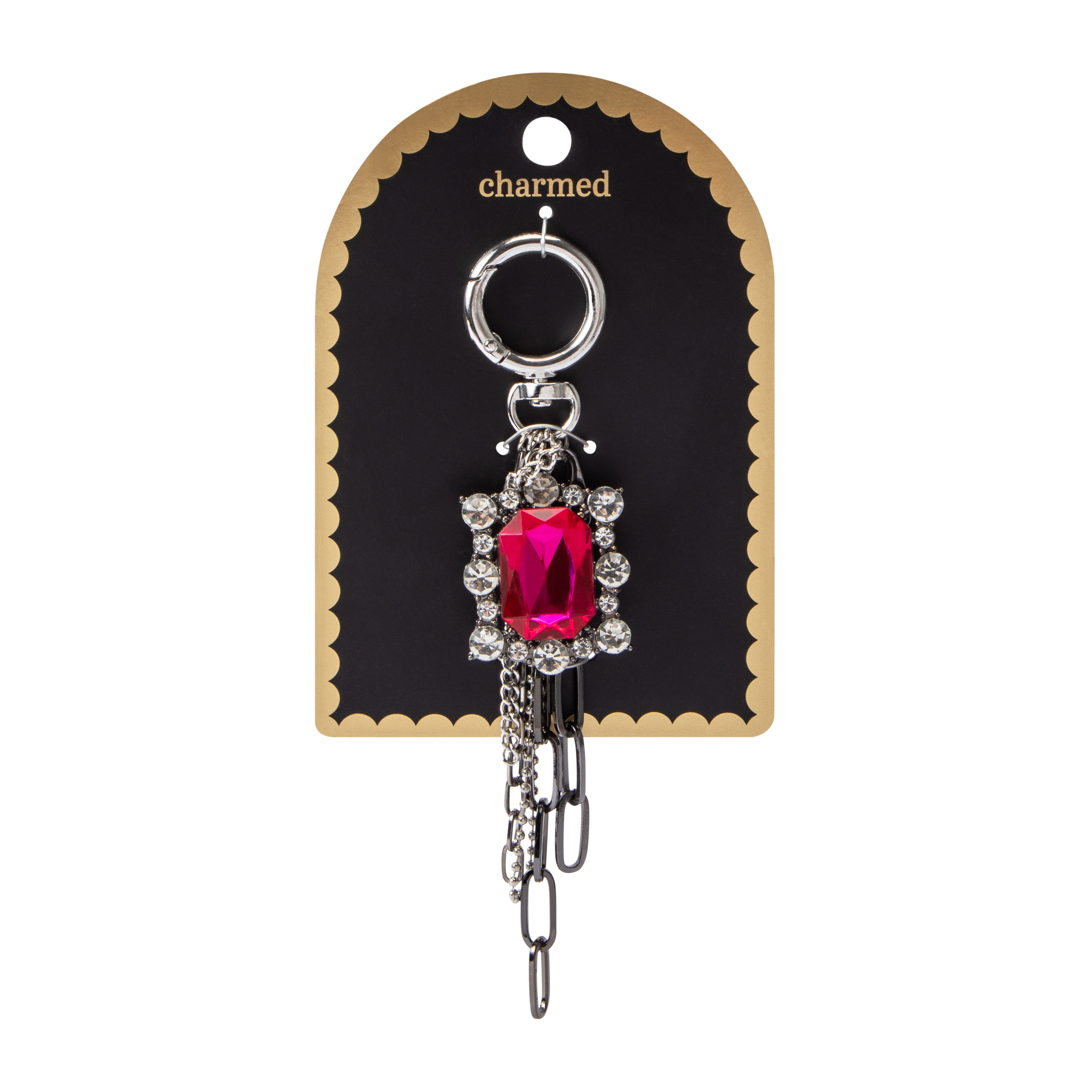 Charmed Pink Gem Cluster Key Ring