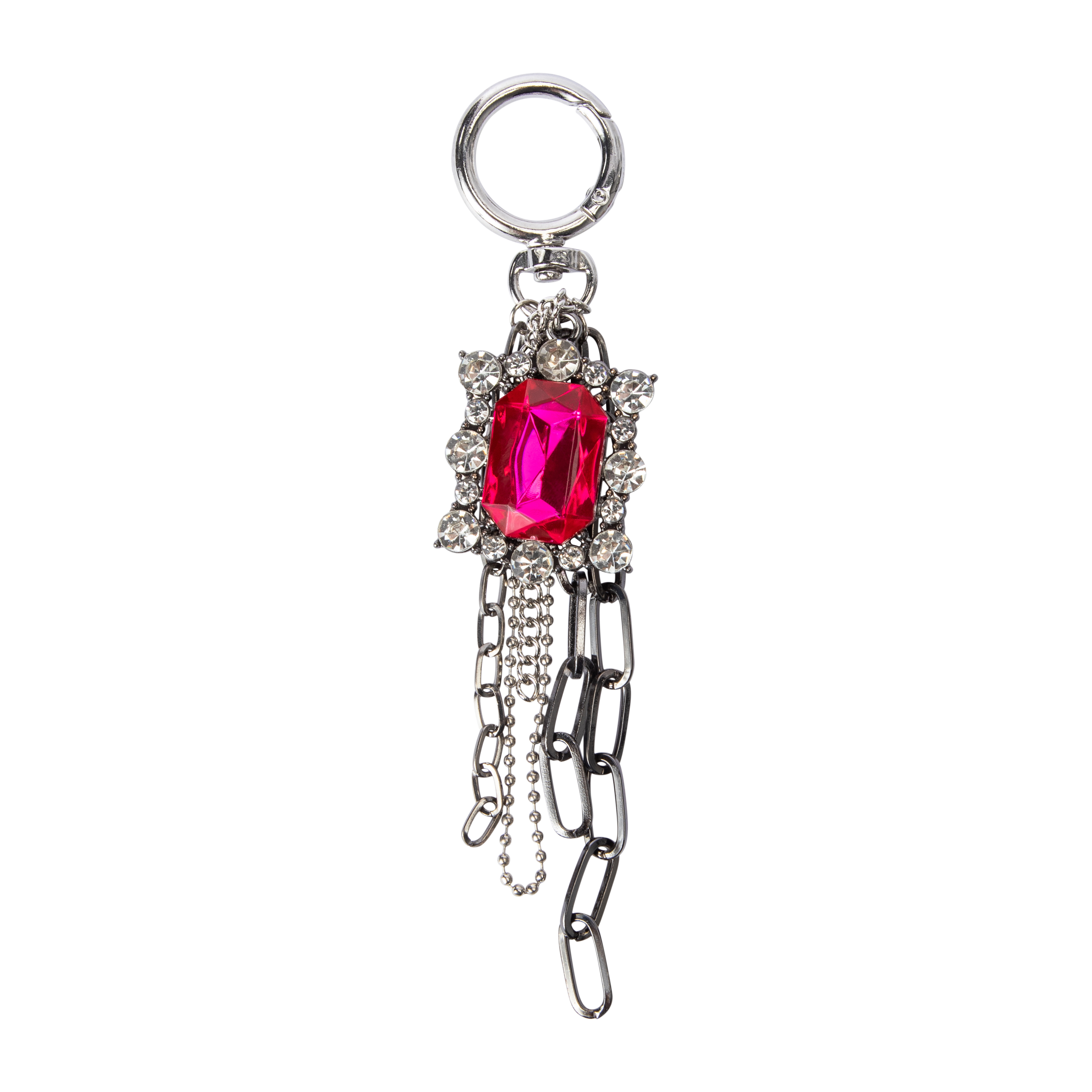 Charmed Pink Gem Cluster Key Ring