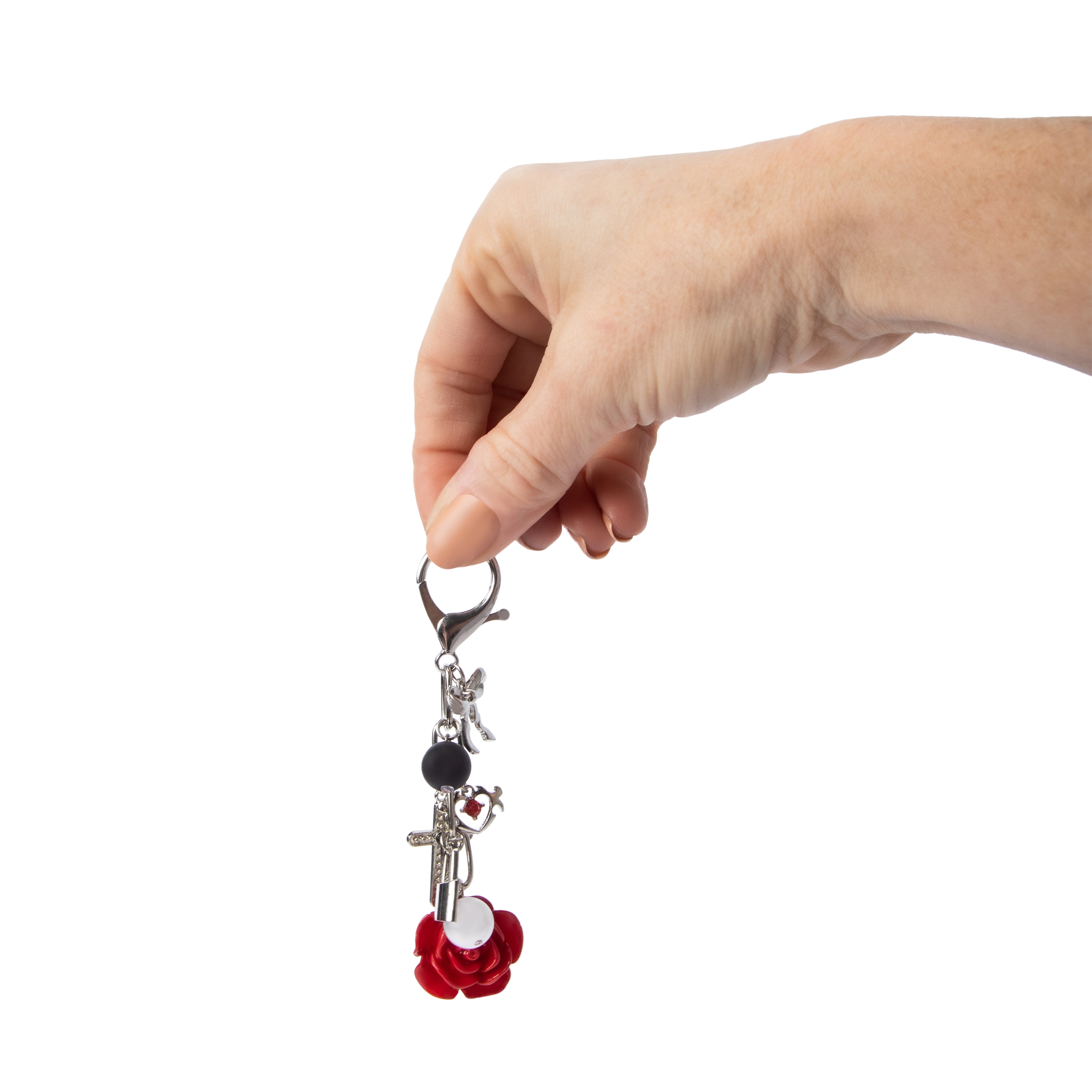 Charmed Goth Rose Cluster Key Ring