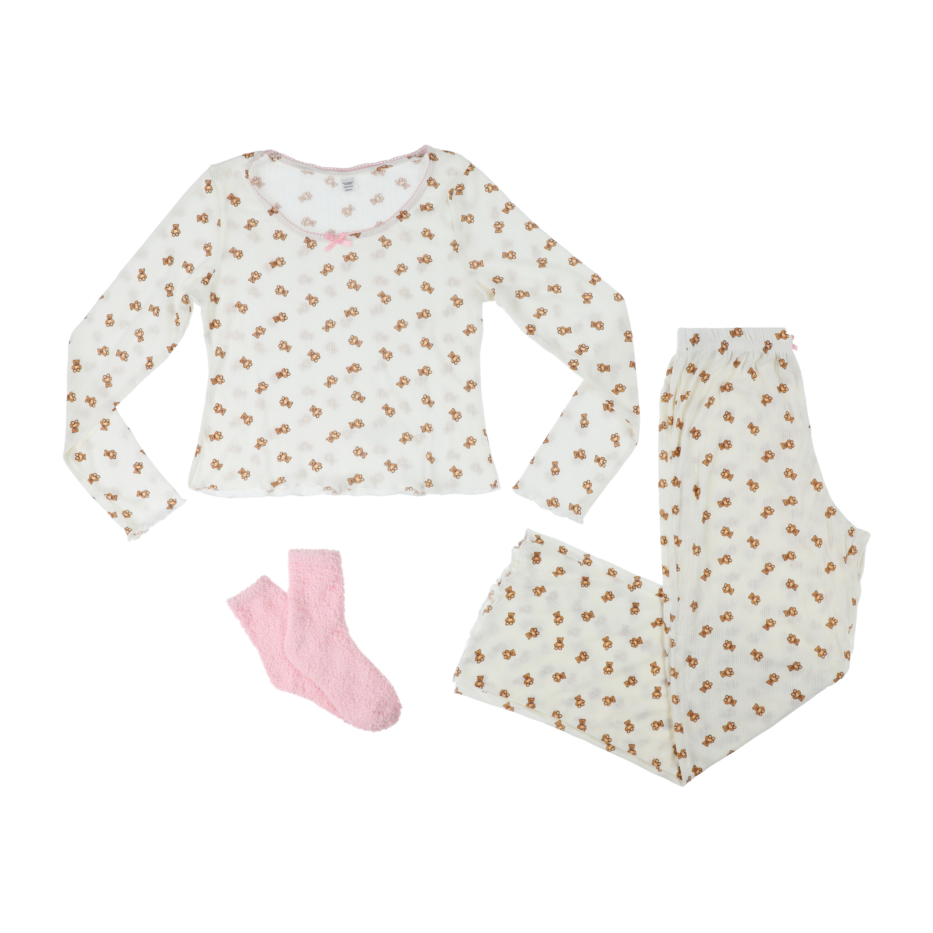 Juniors 3-Piece Pointelle Pajama Set