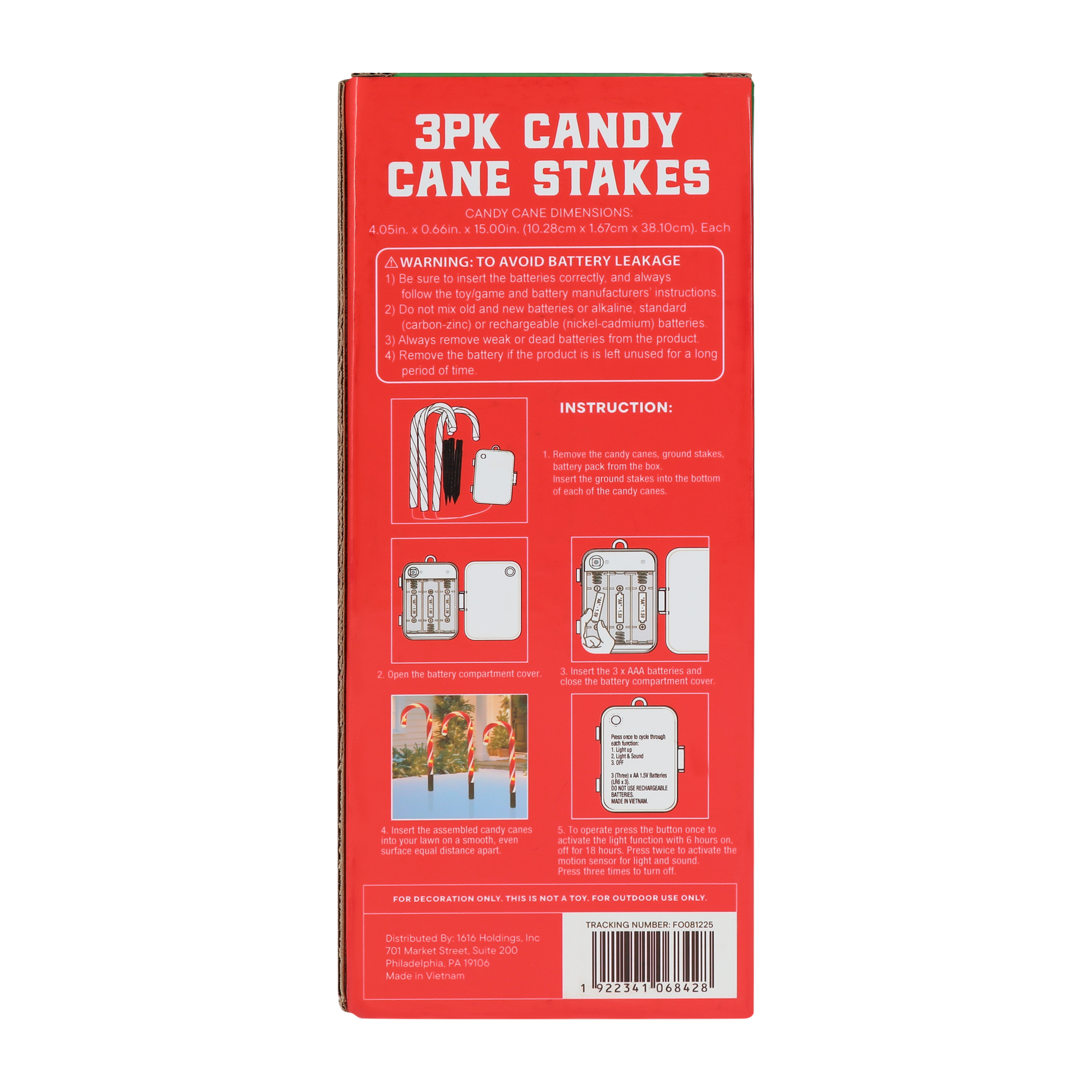 Christmas Candy Cane Stakes 3-Pack