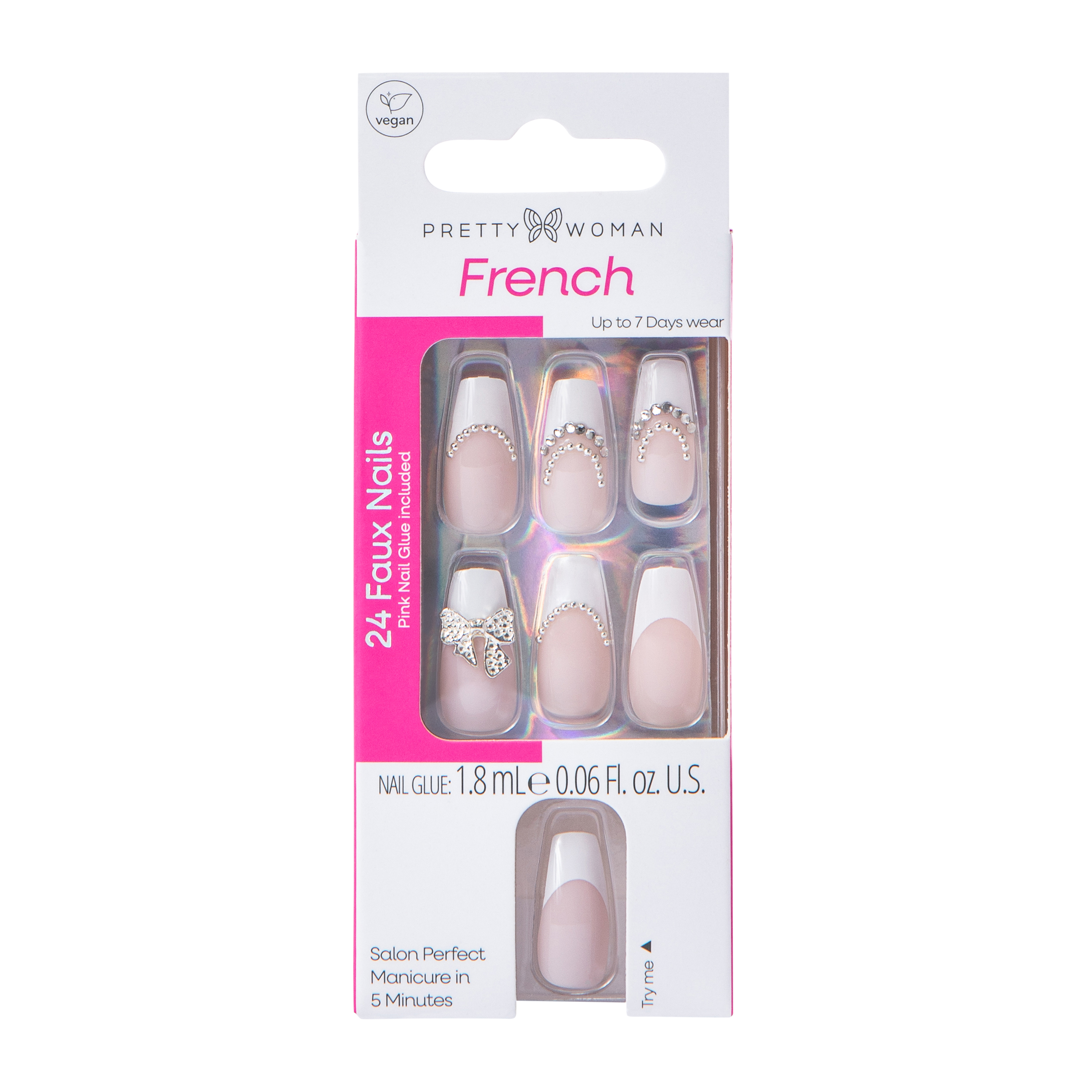 Pretty Woman French Faux Nails Set 24-Count