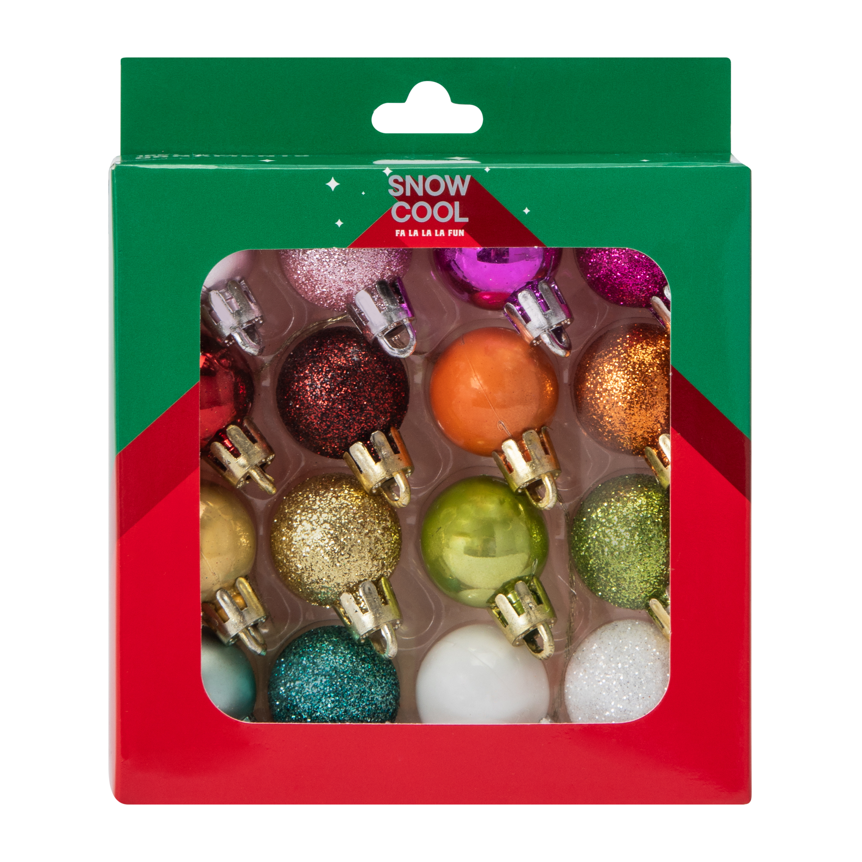 Christmas Snow Cool Mini Ball Tree Ornaments 16-Pack