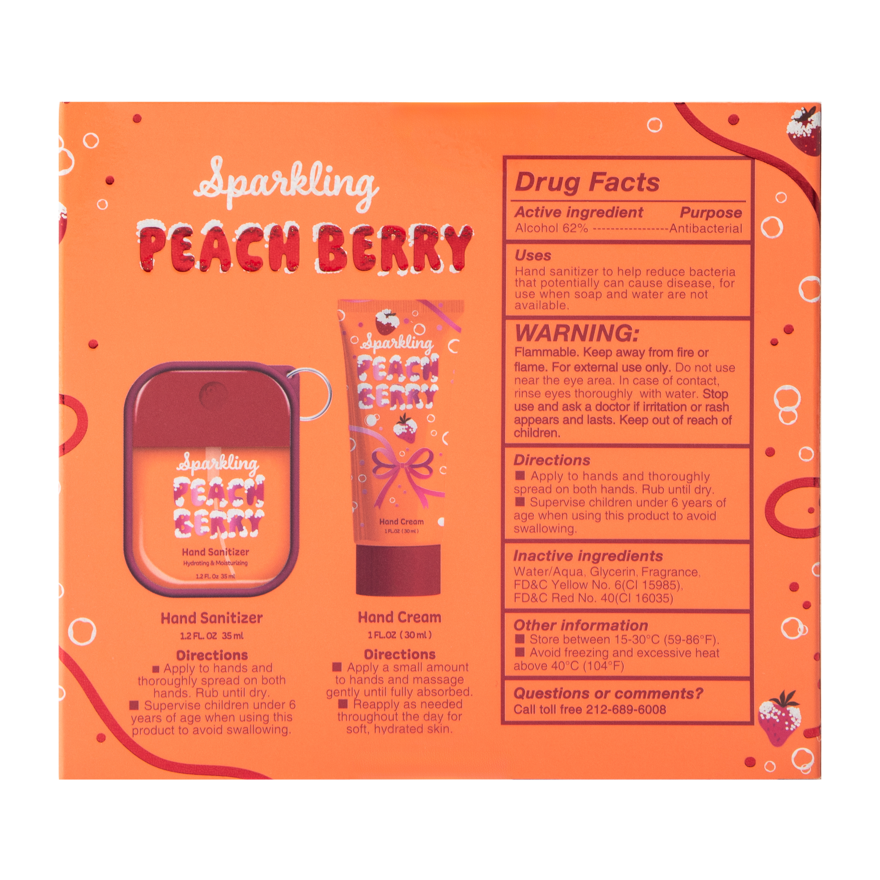 Sparkling Peach Berry Hand Sanitizer & Cream Set
