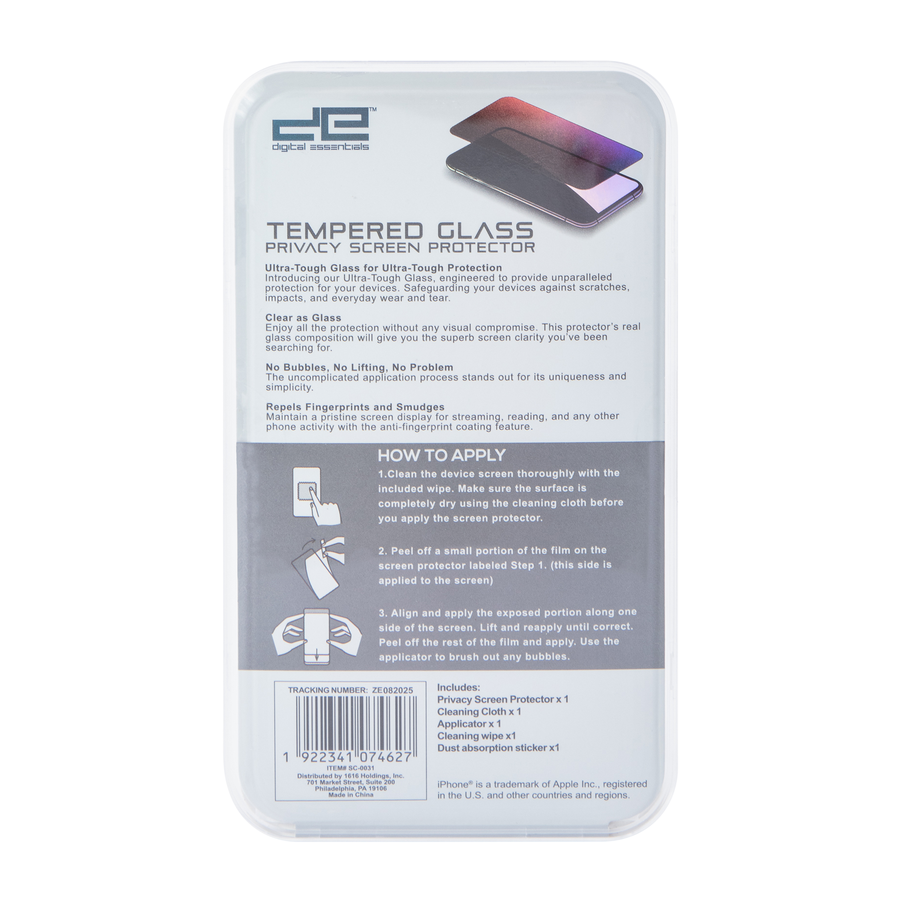 iPhone 17® Tempered Glass Privacy Screen Protector