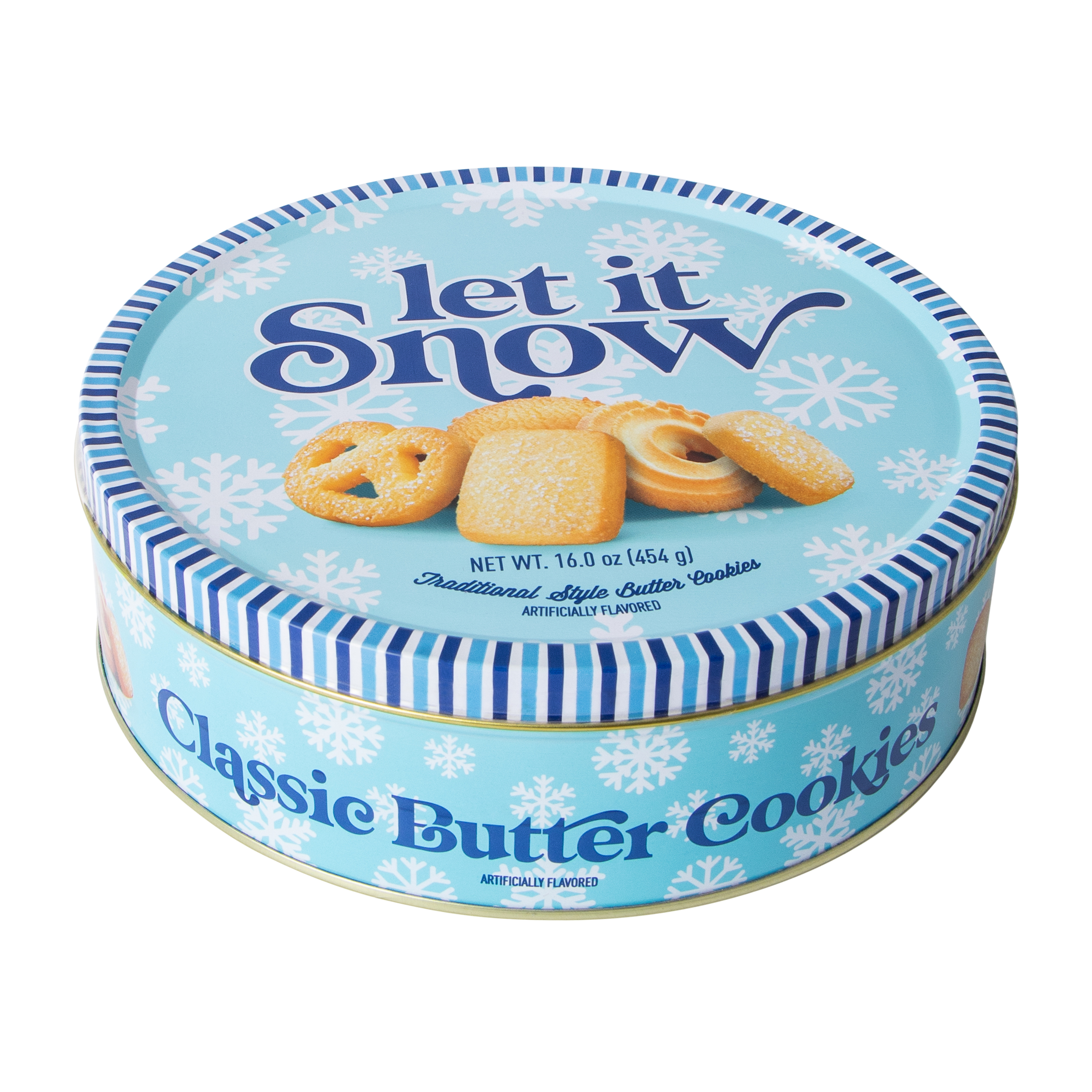 Christmas Let It Snow Traditional Style Butter Tin Box 16oz