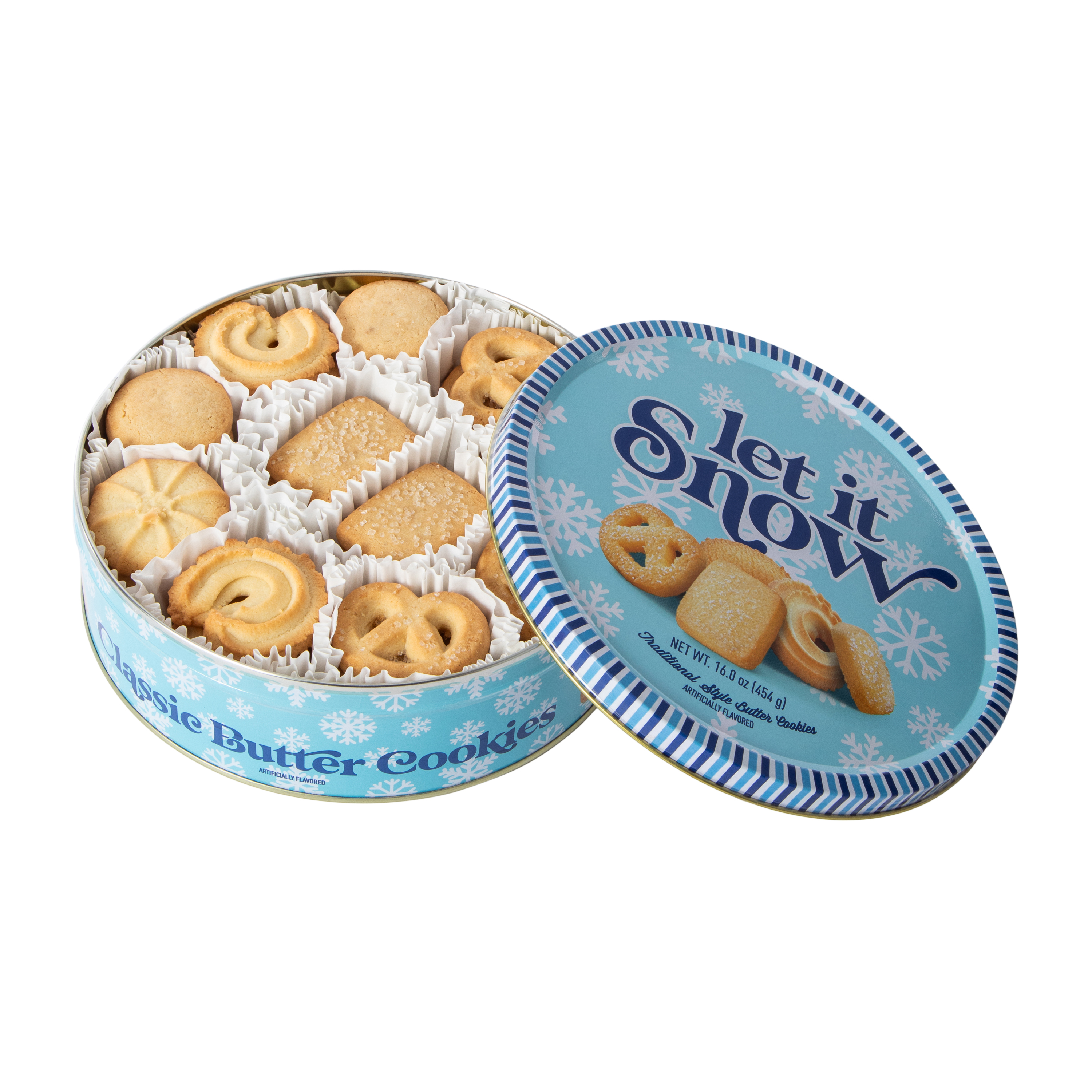 Christmas Let It Snow Traditional Style Butter Tin Box 16oz