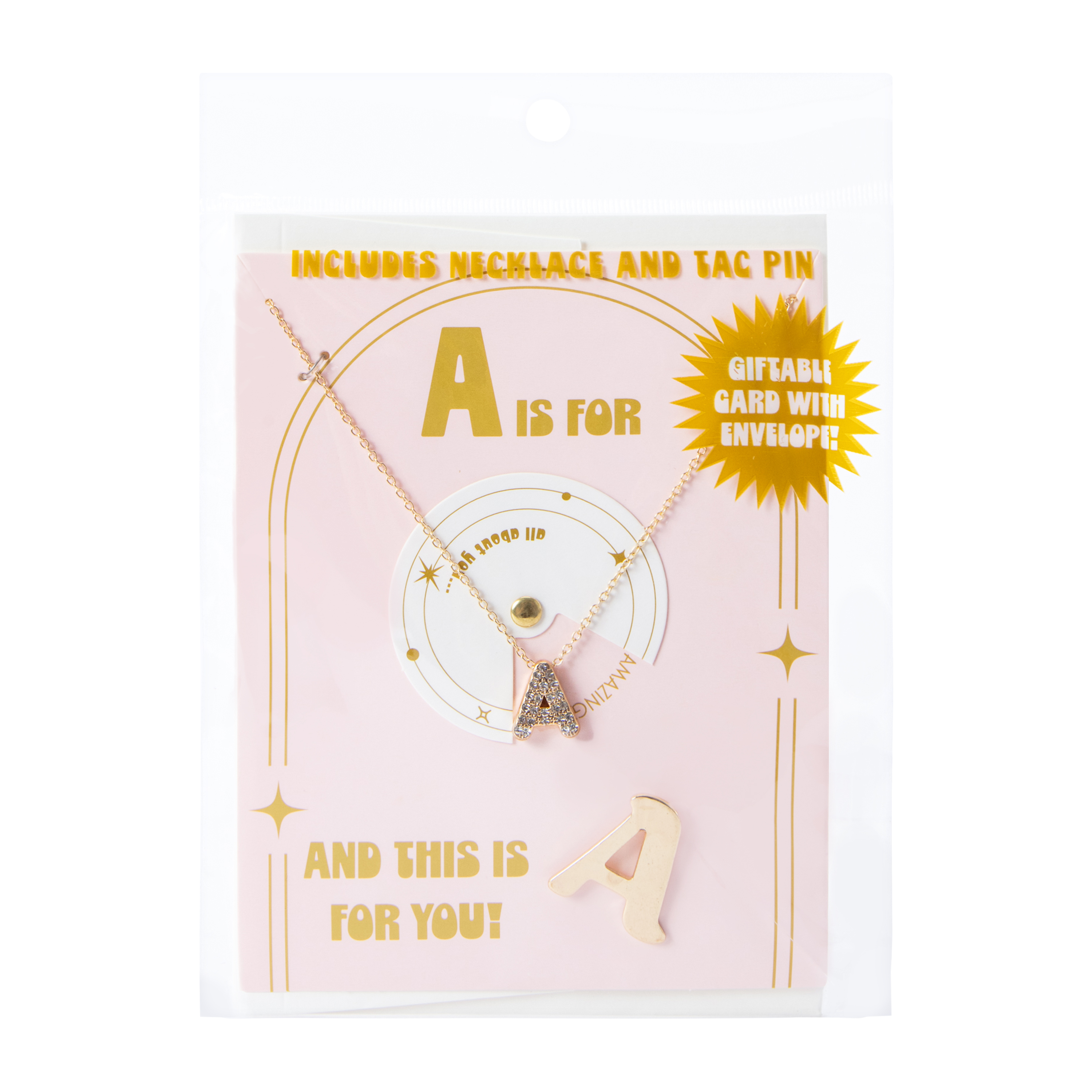 Alphabet Necklace & Tac Pin Set