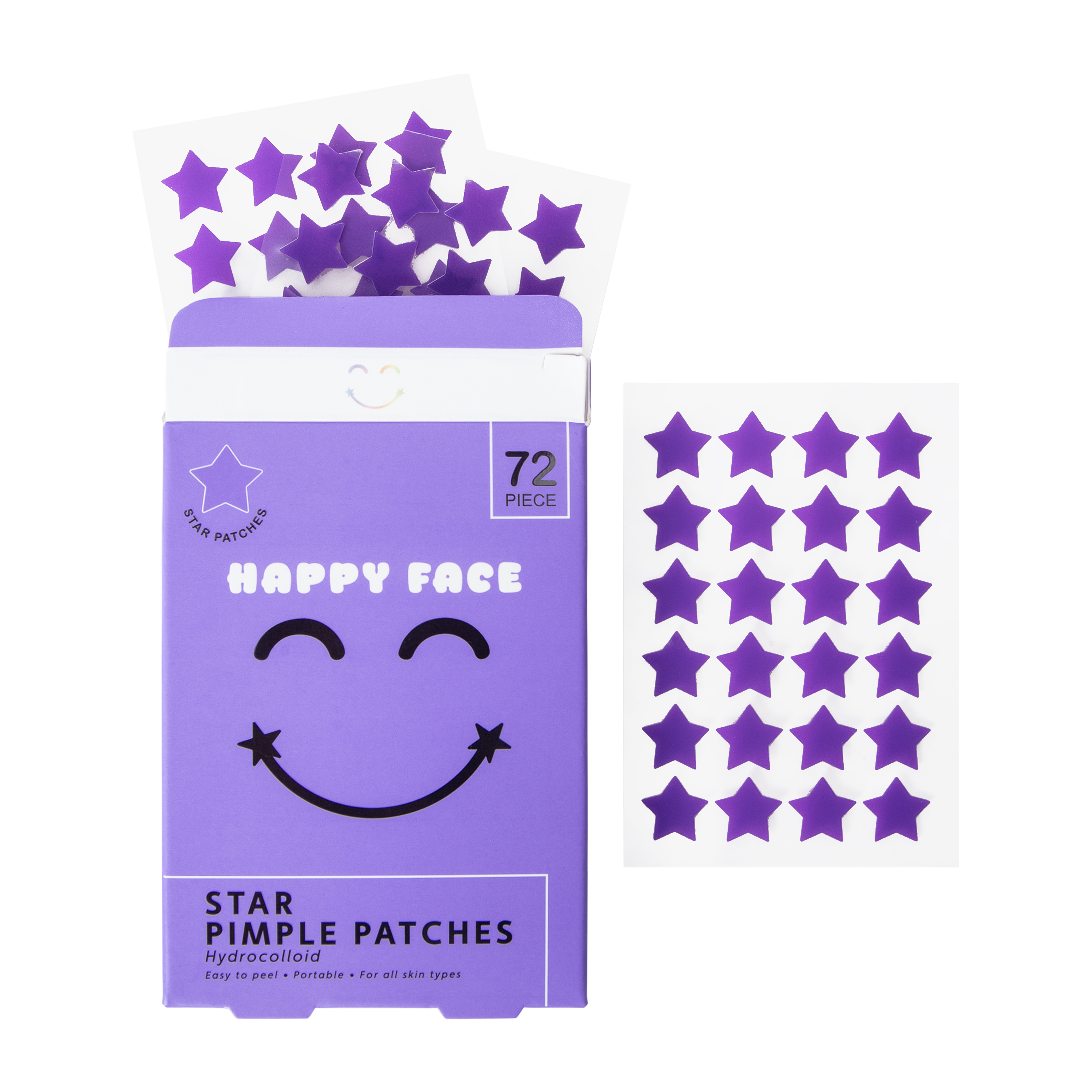 Happy Face Star Pimple Patches 72-Count