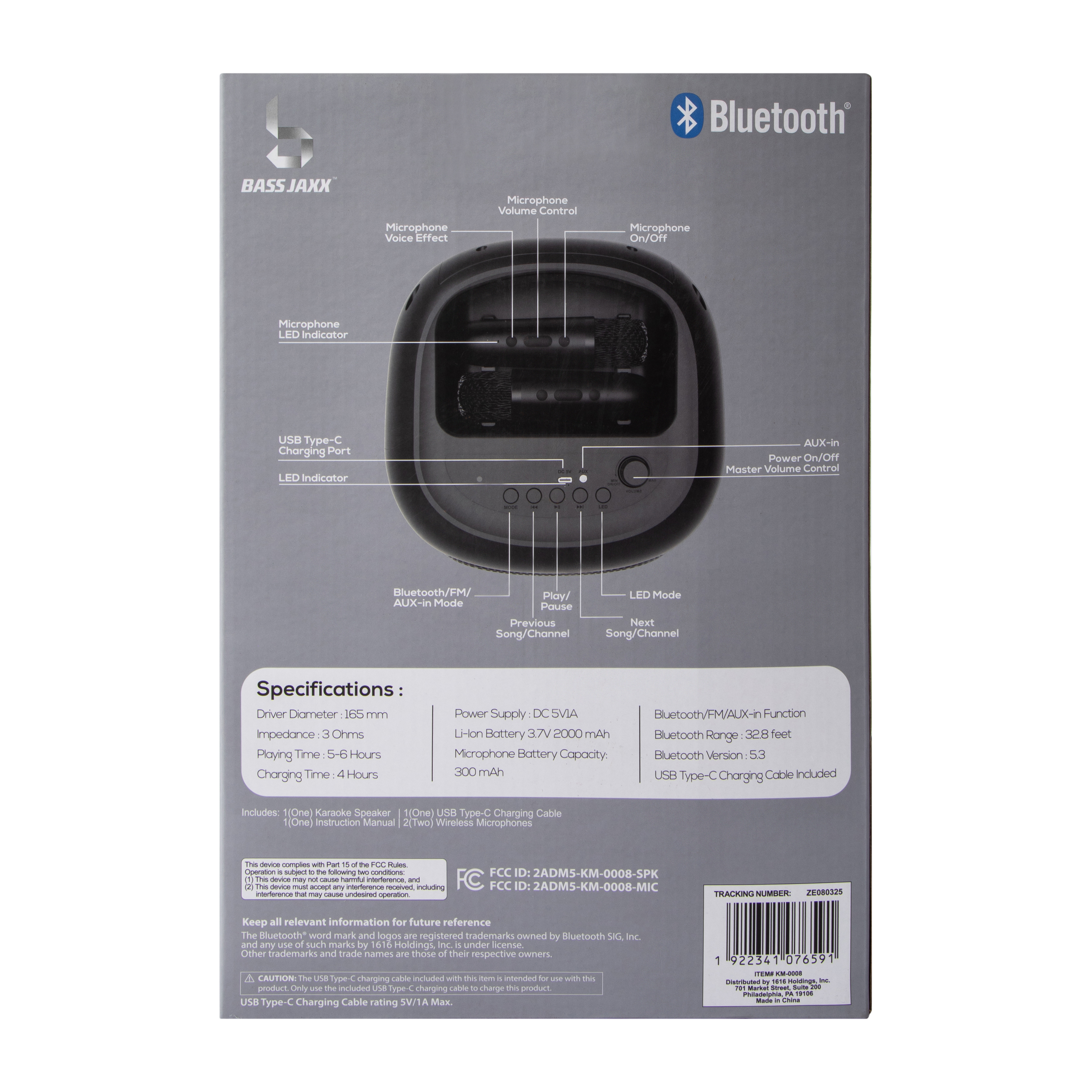 Bass Jaxx™ Karaoke Speaker With Wireless Microphones