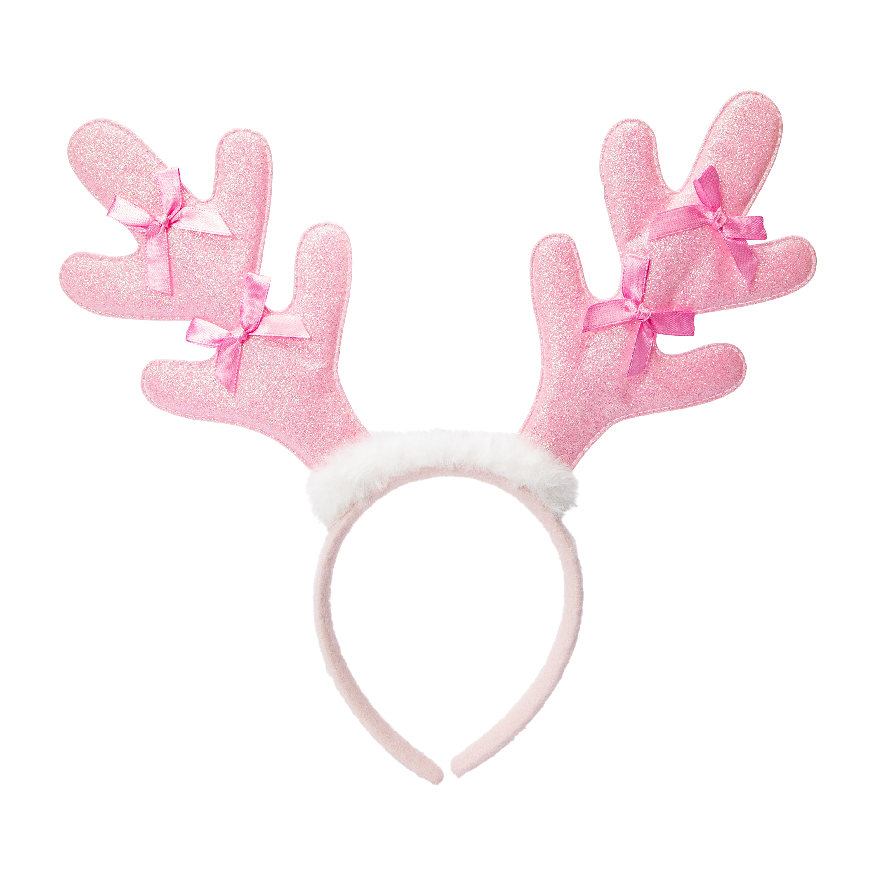 Snow Cool Christmas Pink Glitter Antler Headband