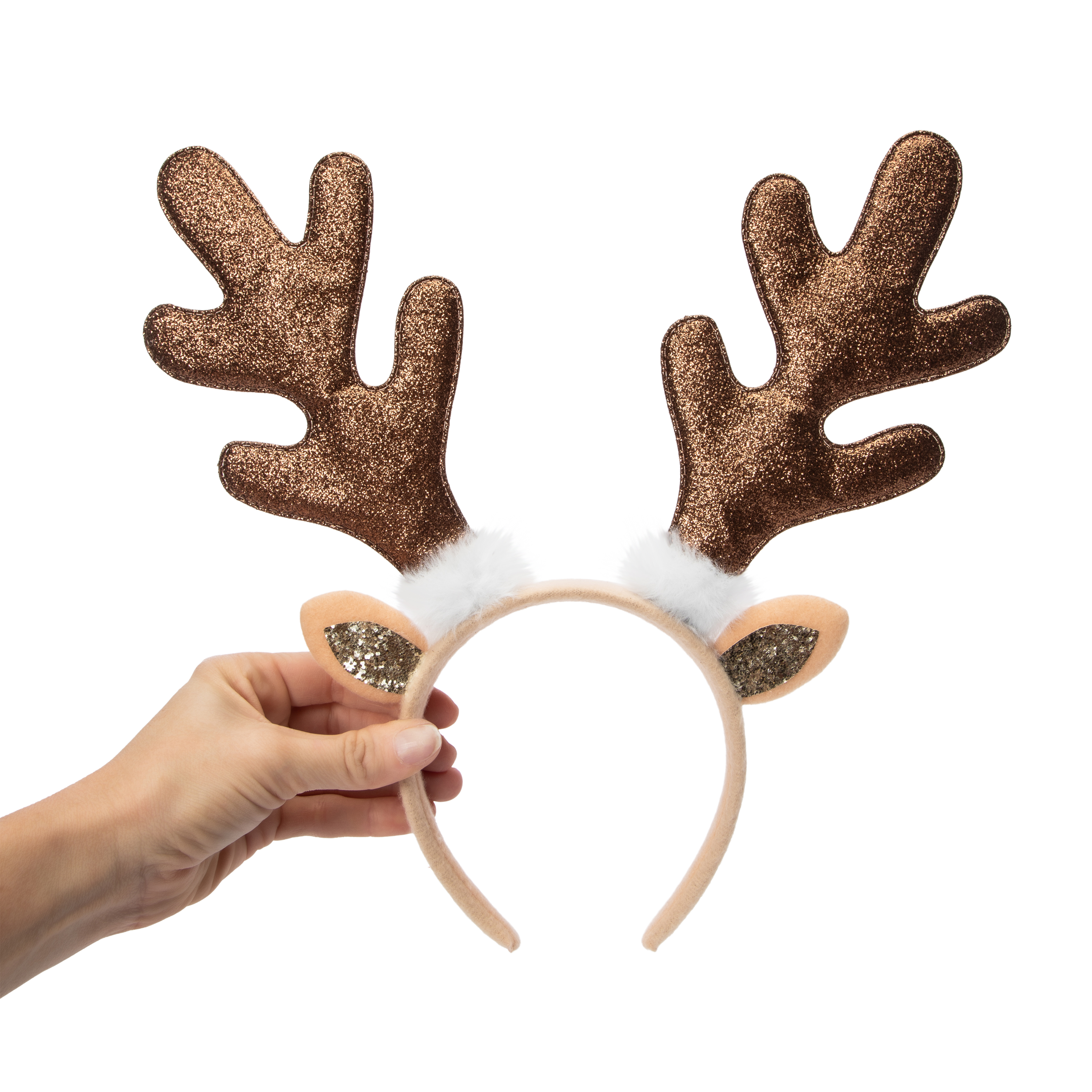 Snow Cool Christmas Brown Glitter Antler Headband